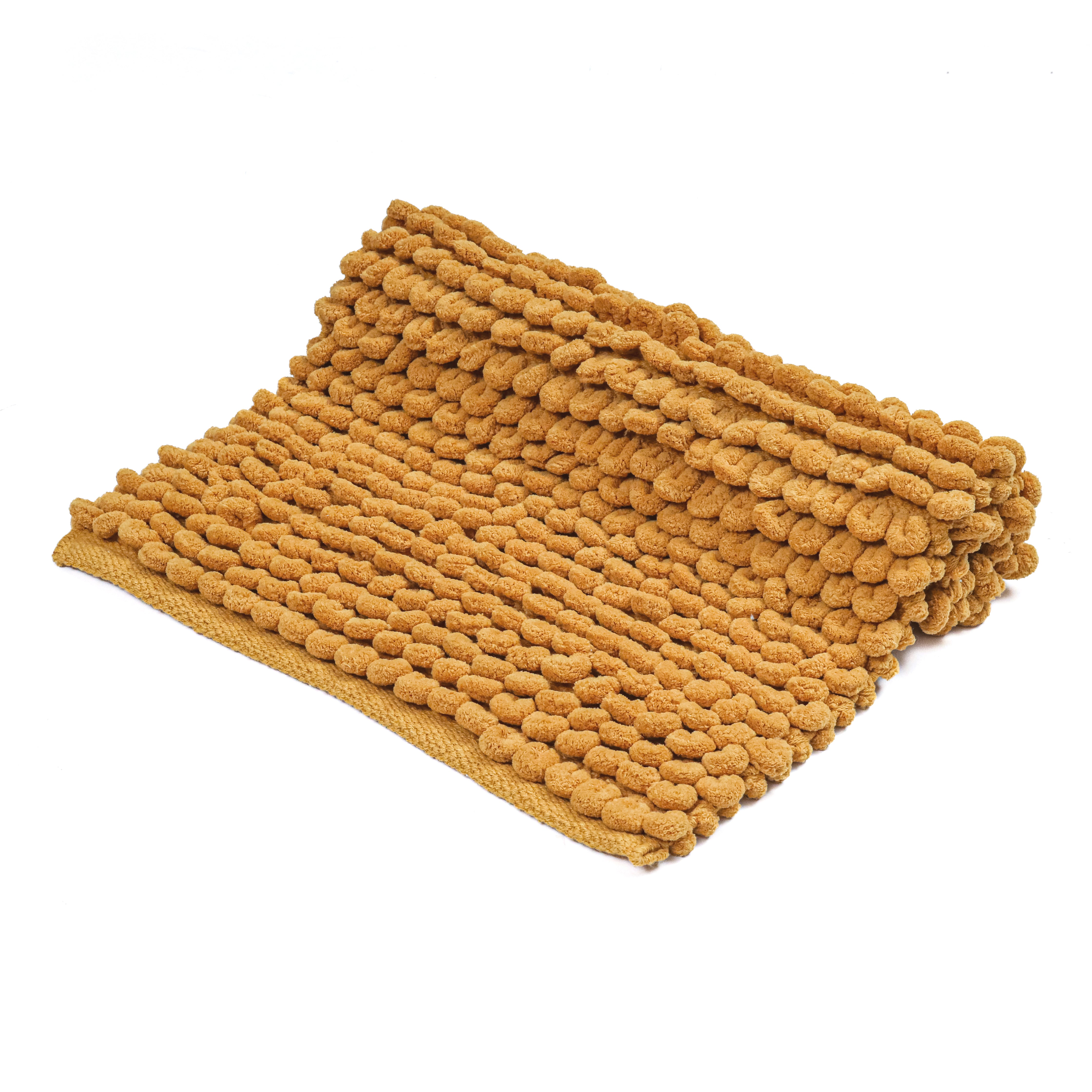 Bath Mat Rug 17x24 Honey Mustard, 100% Pure Cotton, Super Soft Bath Rug, Plush & Absorbent, Hand Tufted Heavy Weight Construction, Full Reversible Step Out Rugs