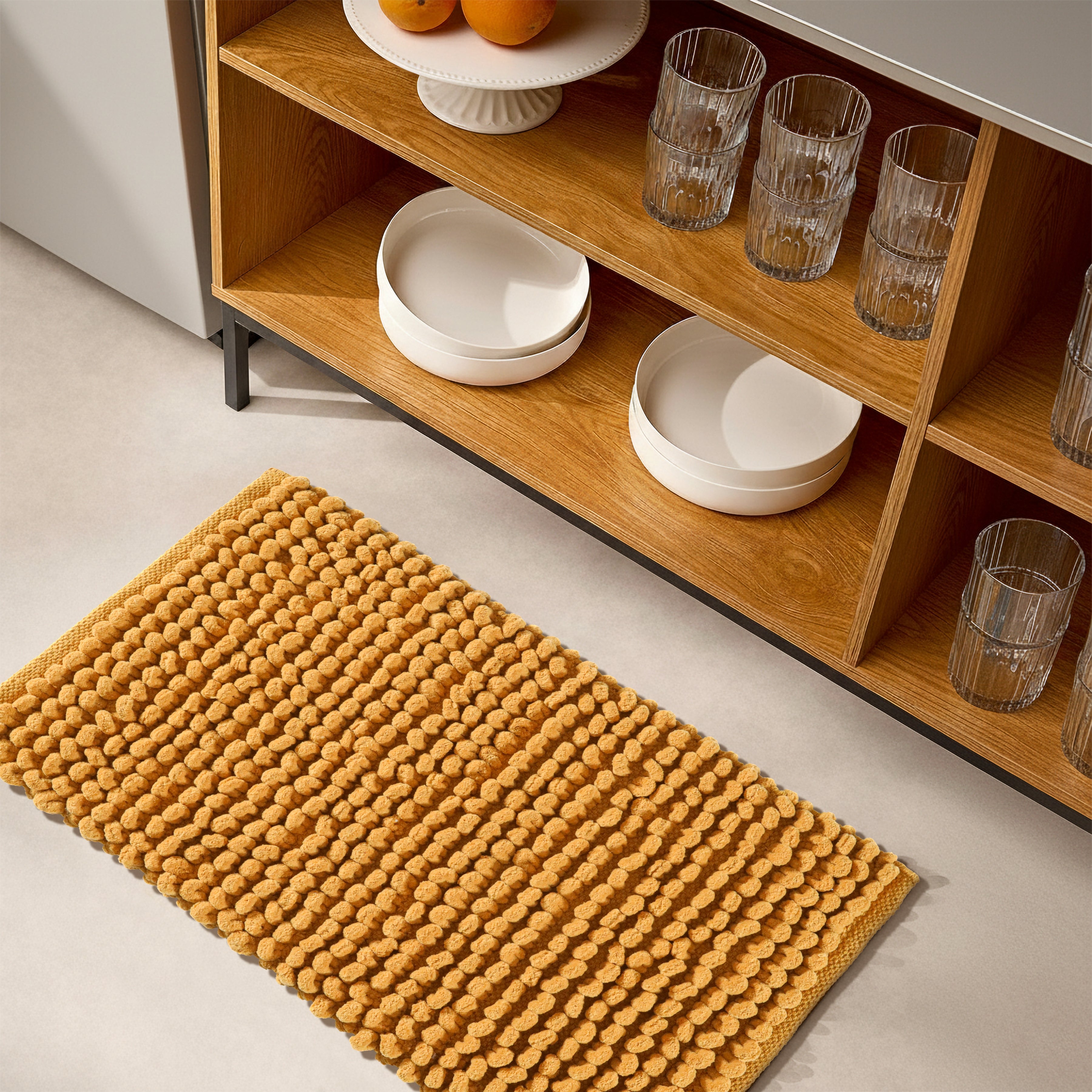 Bath Mat Rug 17x24 Honey Mustard, 100% Pure Cotton, Super Soft Bath Rug, Plush & Absorbent, Hand Tufted Heavy Weight Construction, Full Reversible Step Out Rugs