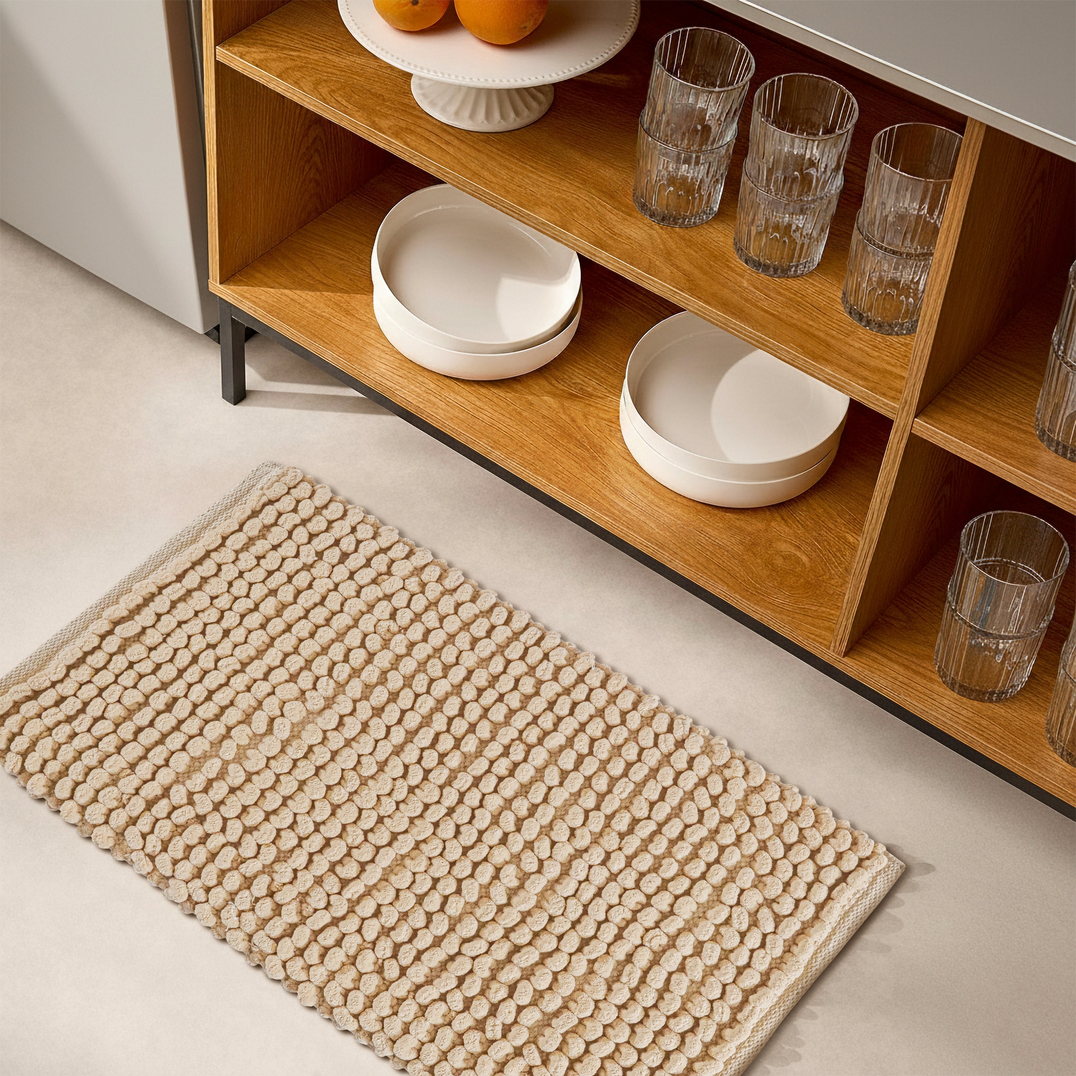 Bath Mat Rug 17x24 Honey Mustard, 100% Pure Cotton, Super Soft Bath Rug, Plush & Absorbent, Hand Tufted Heavy Weight Construction, Full Reversible Step Out Rugs