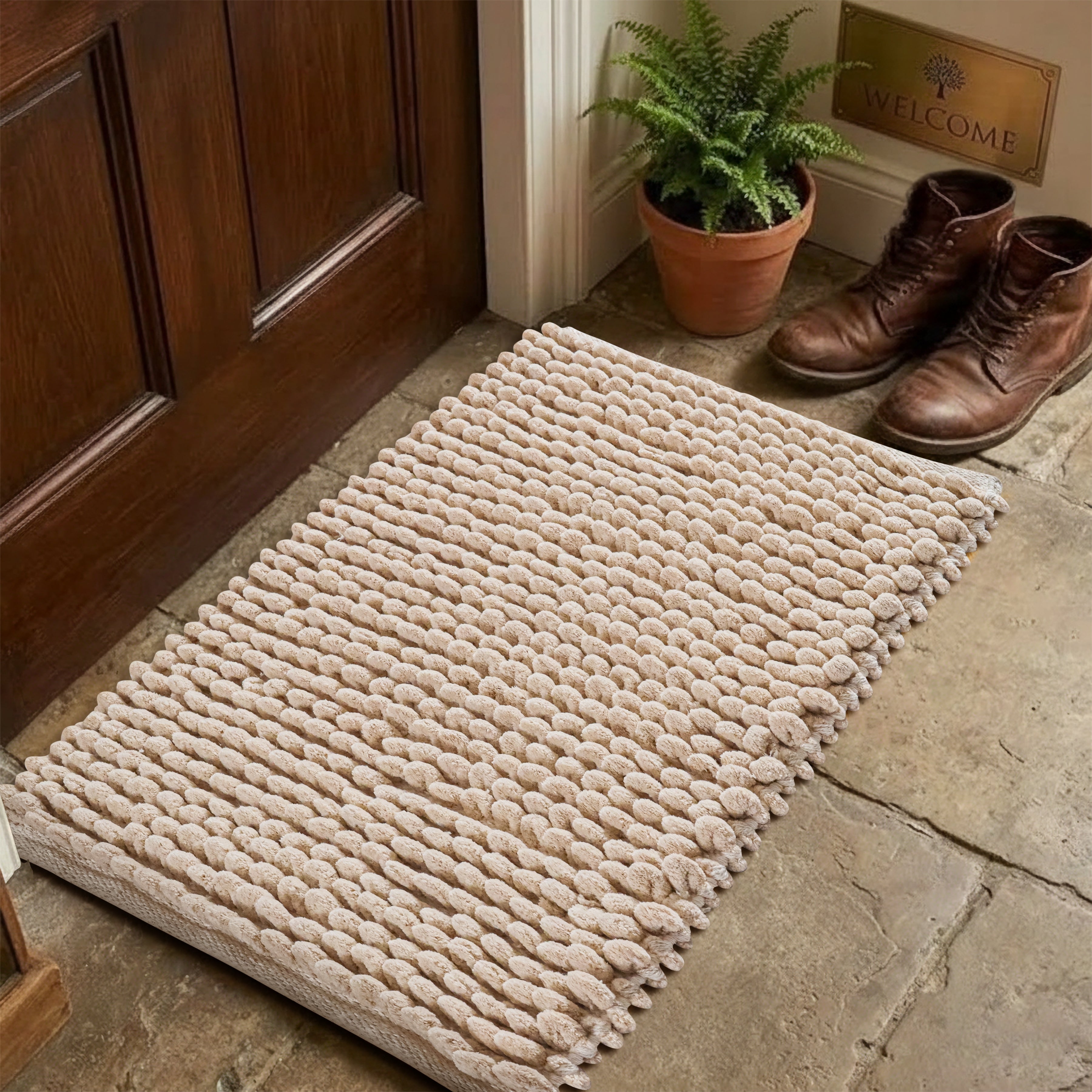 Bath Mat Rug 17x24 Honey Mustard, 100% Pure Cotton, Super Soft Bath Rug, Plush & Absorbent, Hand Tufted Heavy Weight Construction, Full Reversible Step Out Rugs