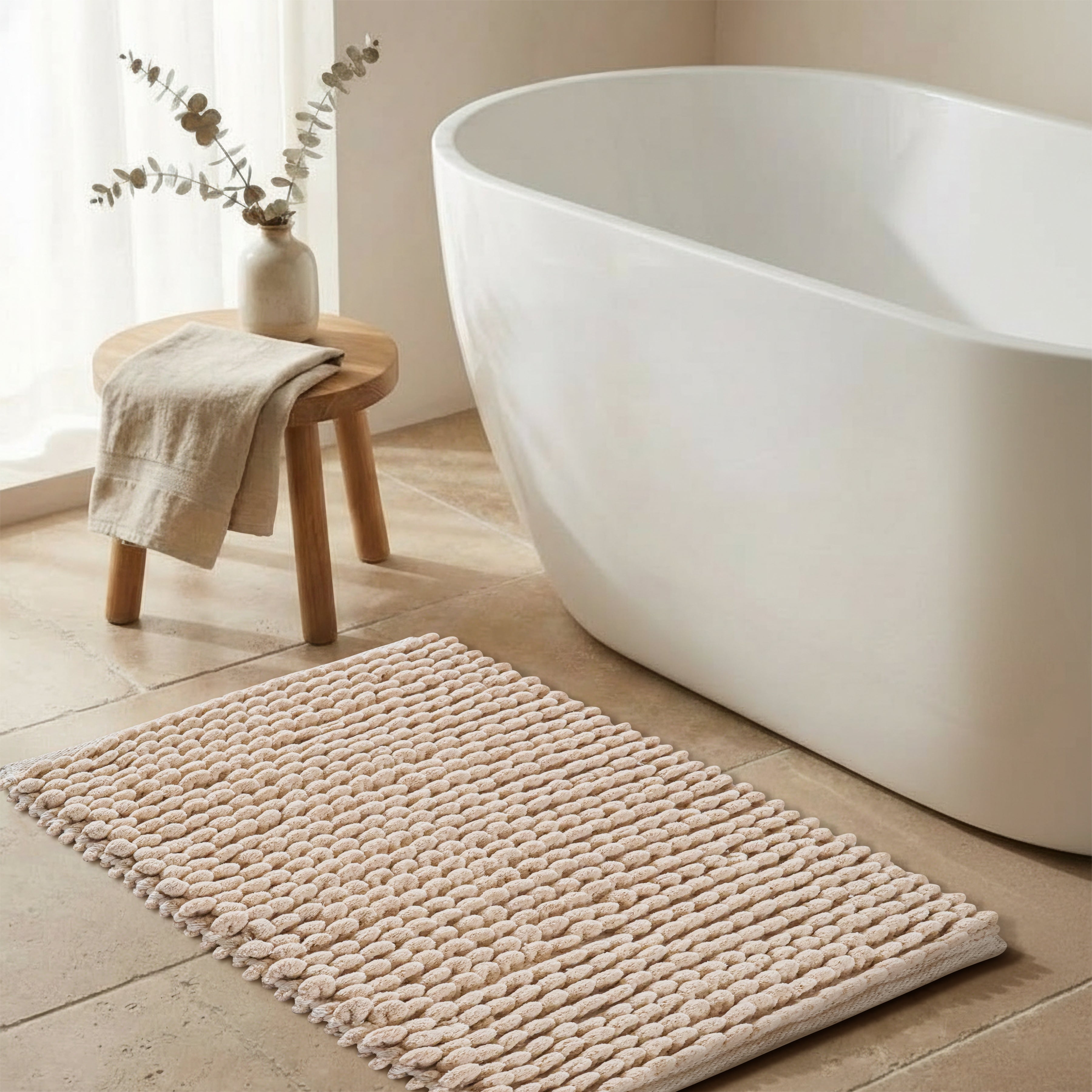 Bath Mat Rug 17x24 Honey Mustard, 100% Pure Cotton, Super Soft Bath Rug, Plush & Absorbent, Hand Tufted Heavy Weight Construction, Full Reversible Step Out Rugs