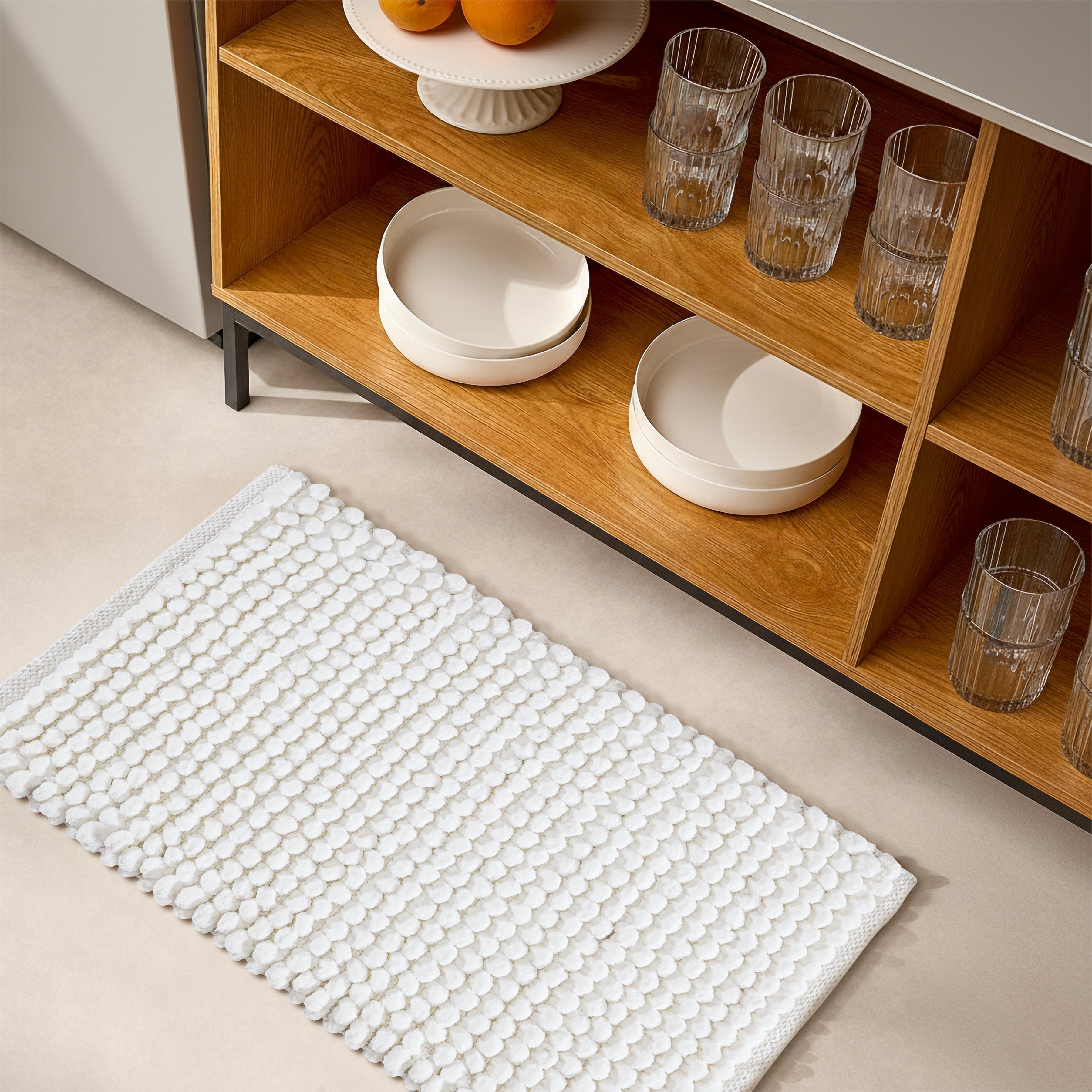 Bath Mat Rug 17x24 Honey Mustard, 100% Pure Cotton, Super Soft Bath Rug, Plush & Absorbent, Hand Tufted Heavy Weight Construction, Full Reversible Step Out Rugs