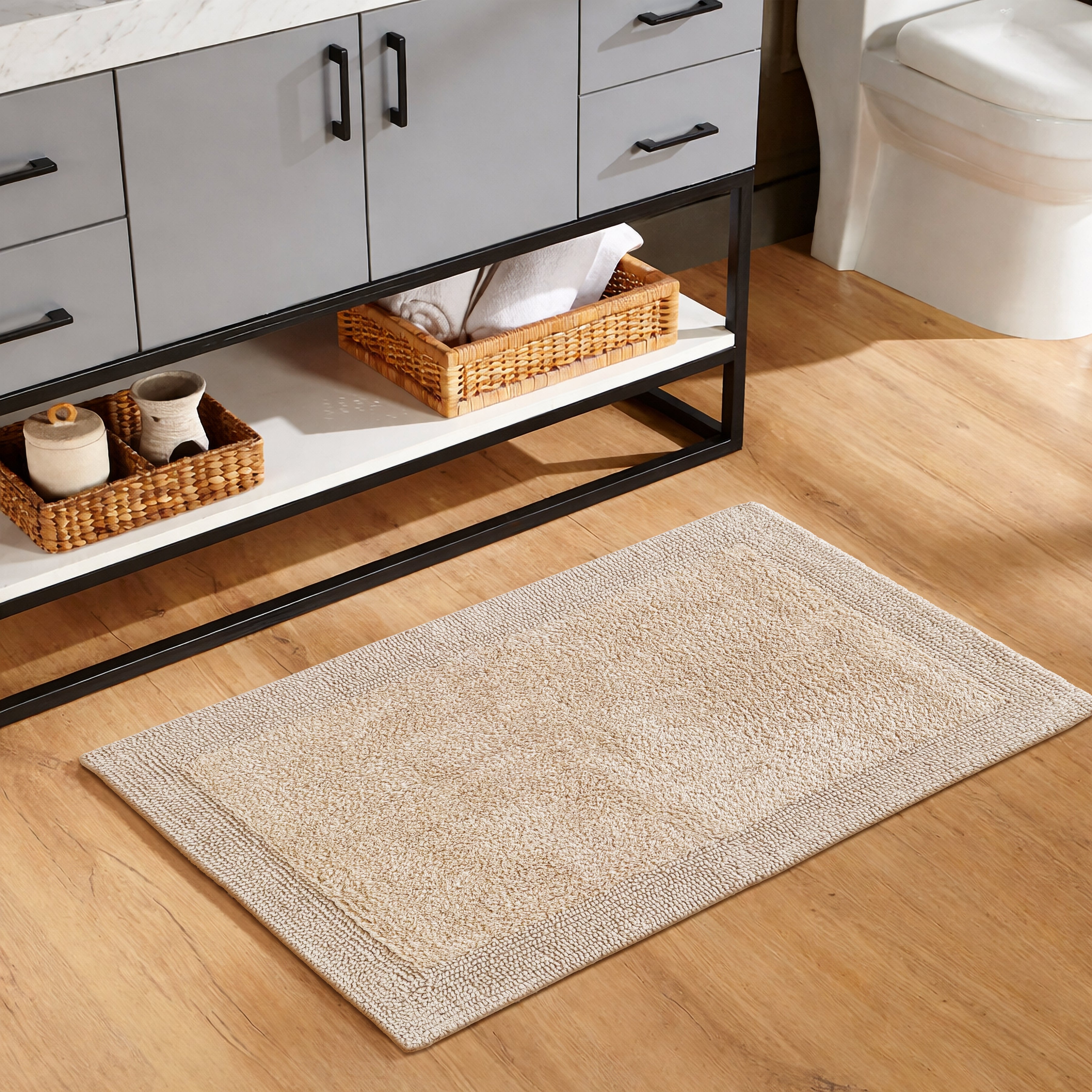 Savi Home Bath Mat Rug  100% Pure Cotton, Super Soft Bath Rugs, Plush & Absorbent, Hand Tufted Heavy Weight Construction, Full Reversible Step Out Rugs