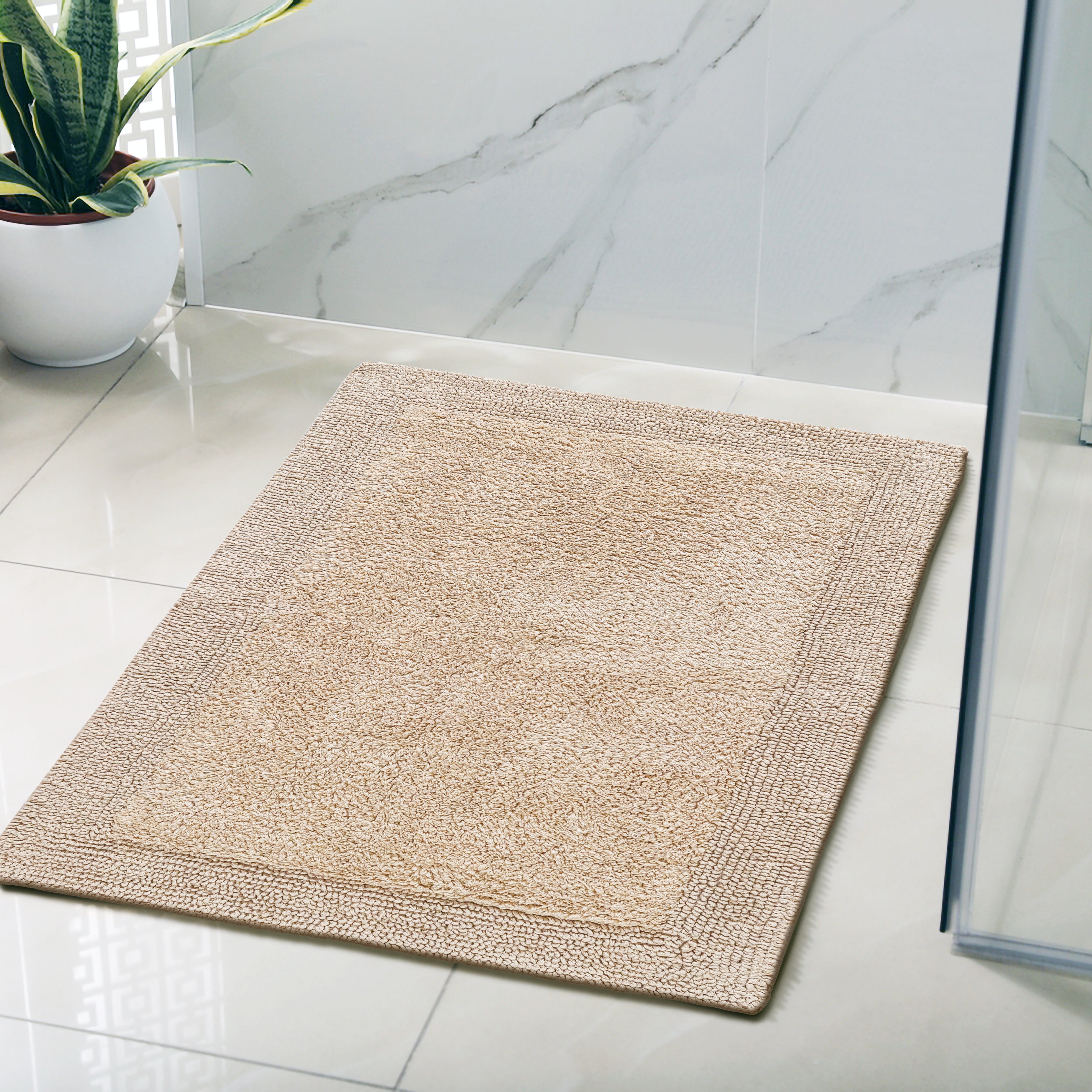 Savi Home Bath Mat Rug  100% Pure Cotton, Super Soft Bath Rugs, Plush & Absorbent, Hand Tufted Heavy Weight Construction, Full Reversible Step Out Rugs