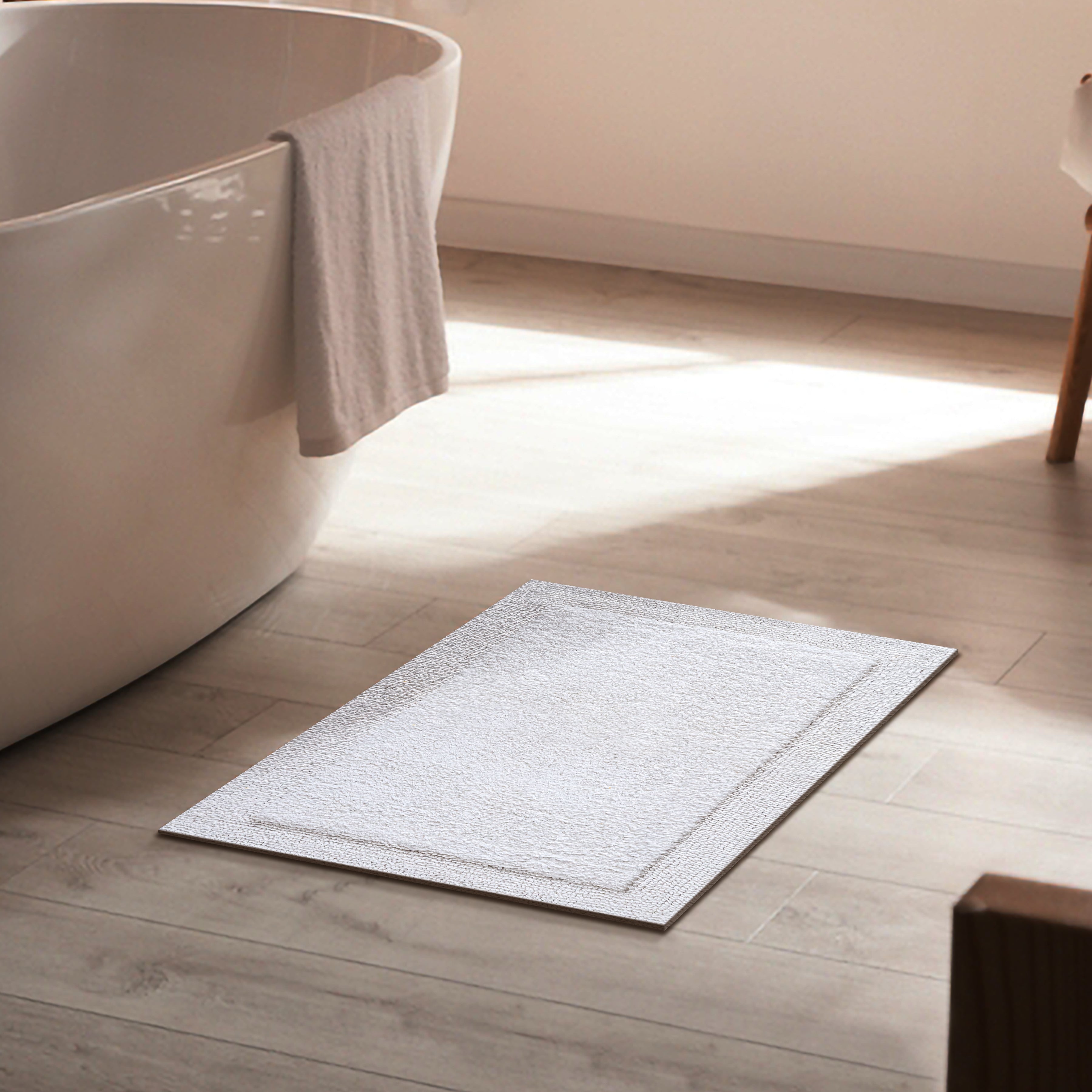 Savi Home Bath Mat Rug  100% Pure Cotton, Super Soft Bath Rugs, Plush & Absorbent, Hand Tufted Heavy Weight Construction, Full Reversible Step Out Rugs
