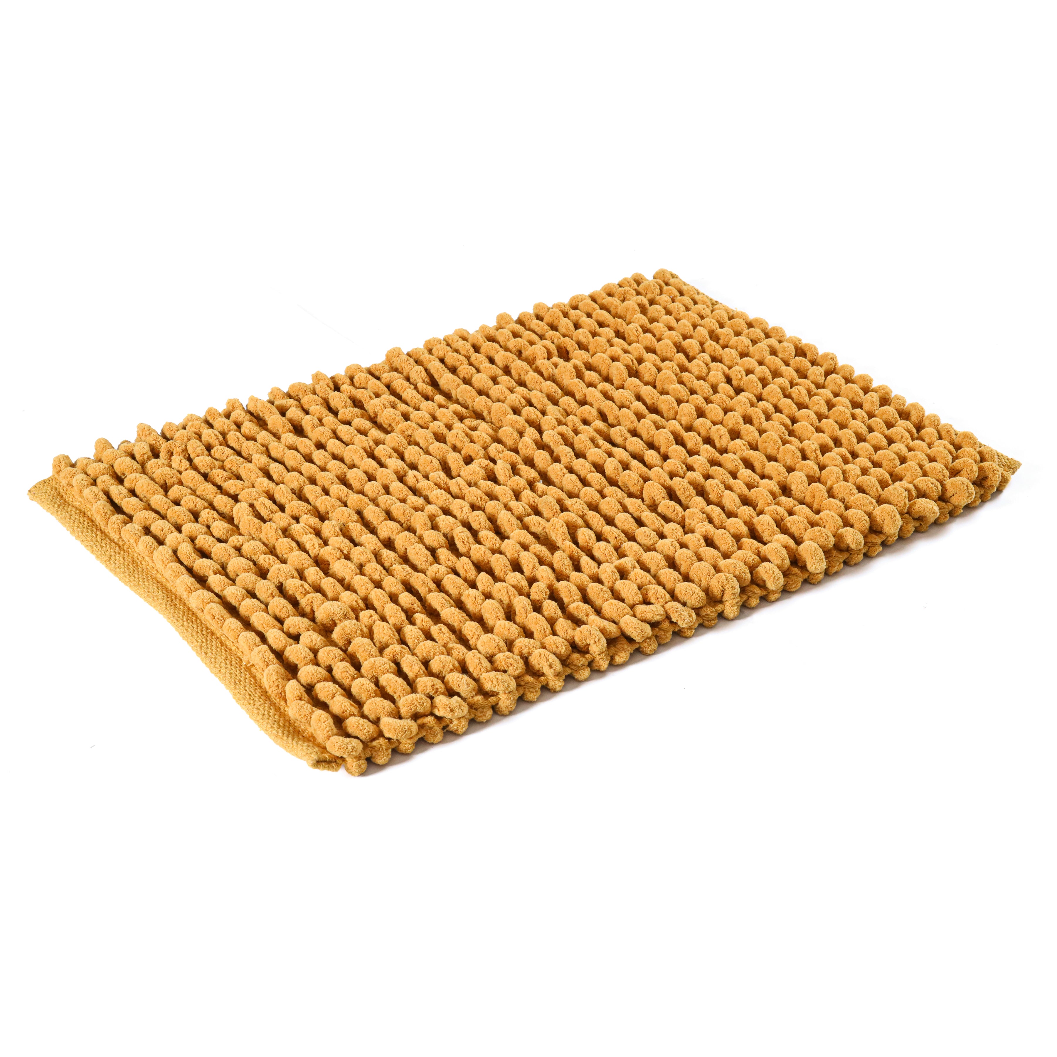 Bath Mat Rug 17x24 Honey Mustard, 100% Pure Cotton, Super Soft Bath Rug, Plush & Absorbent, Hand Tufted Heavy Weight Construction, Full Reversible Step Out Rugs