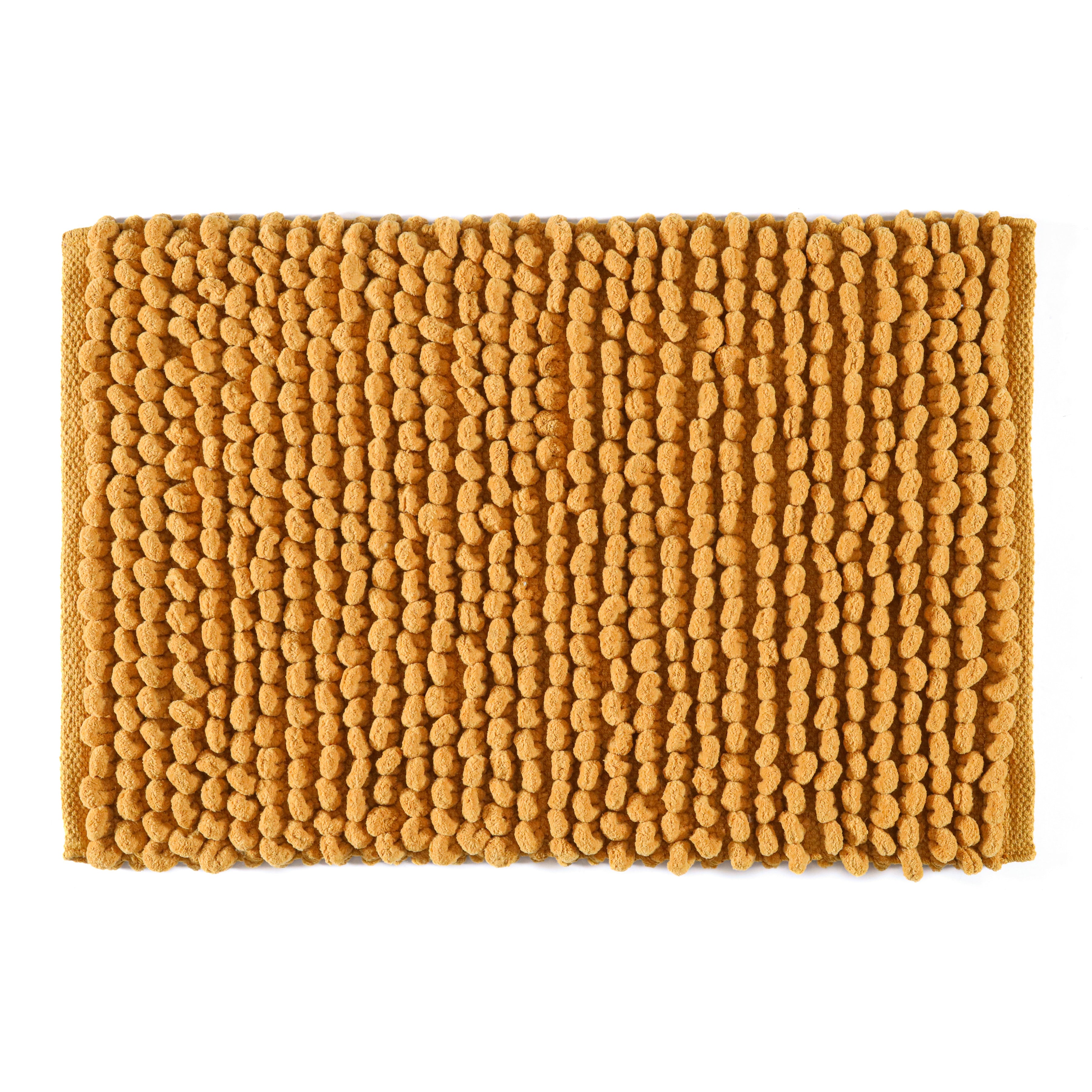 Bath Mat Rug 17x24 Honey Mustard, 100% Pure Cotton, Super Soft Bath Rug, Plush & Absorbent, Hand Tufted Heavy Weight Construction, Full Reversible Step Out Rugs
