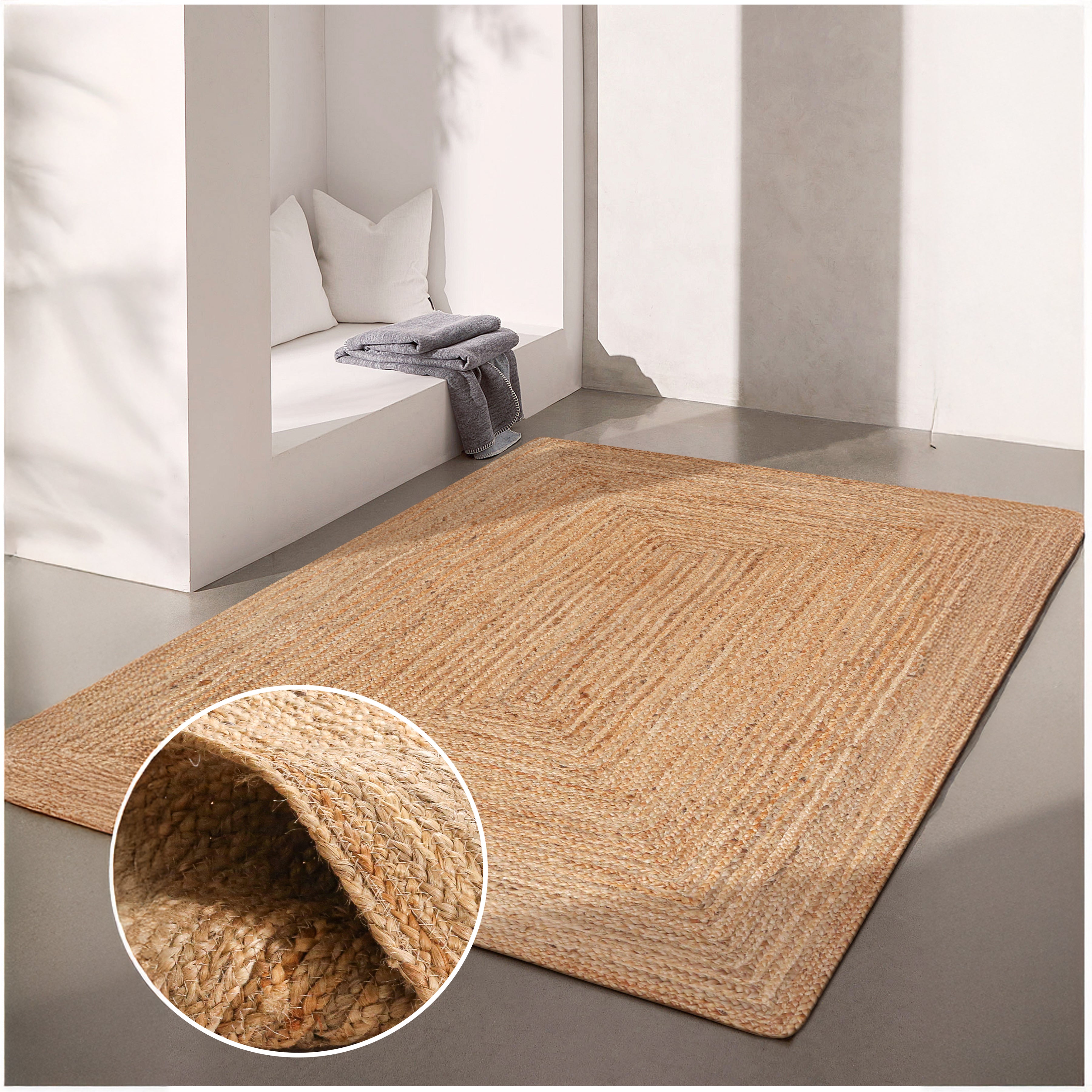 100% Jute Braided Placemats Reversible Farmhouse Vintage Jute Placemats for Dining Table, Perfect for Indoor Outdoor