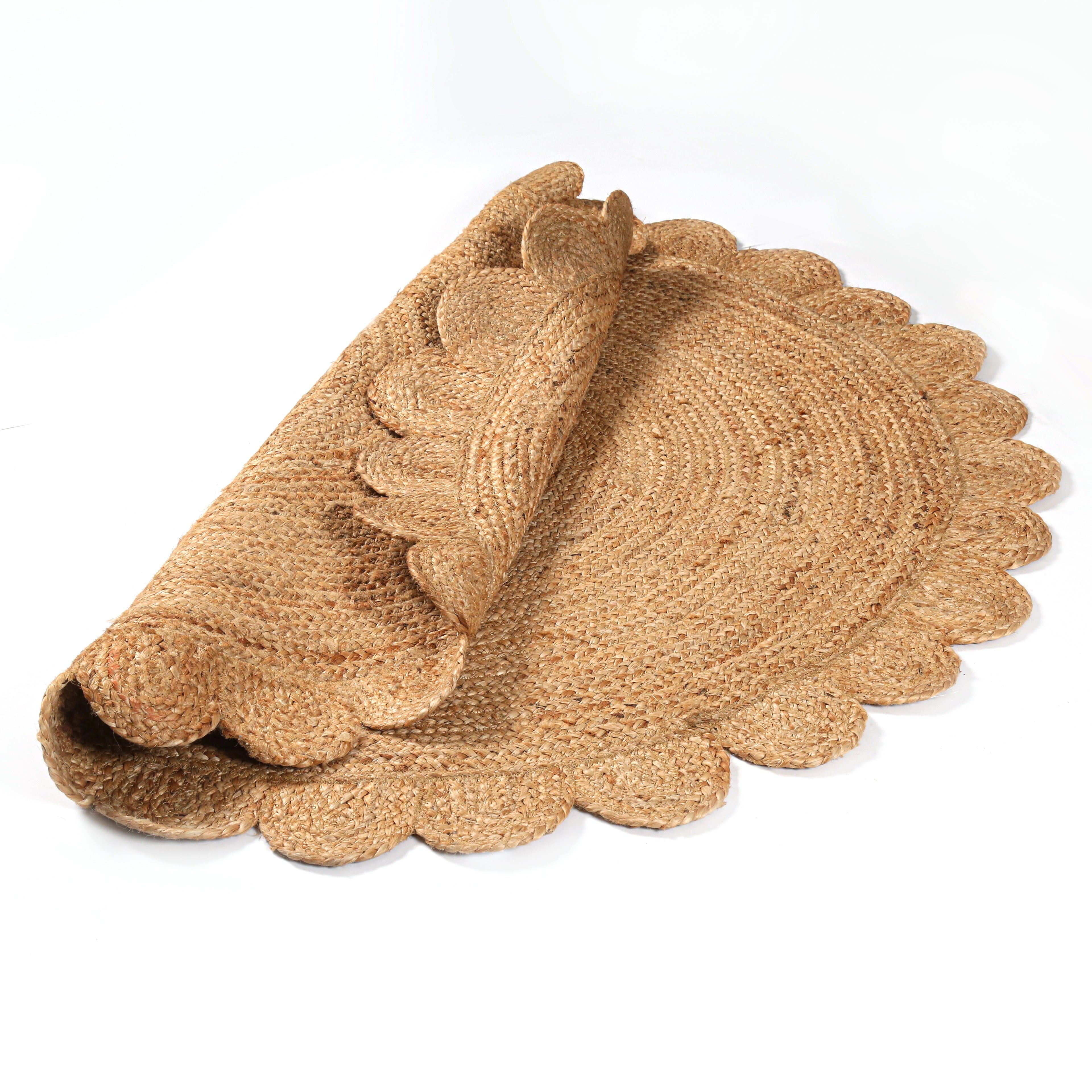 Hand Woven Jute Braided Rug, Natural, Reversible Boho Entry Area Rugs for Kitchen, Living Room, Farmhouse Indoor Outdoor Decorative Floor Rug,