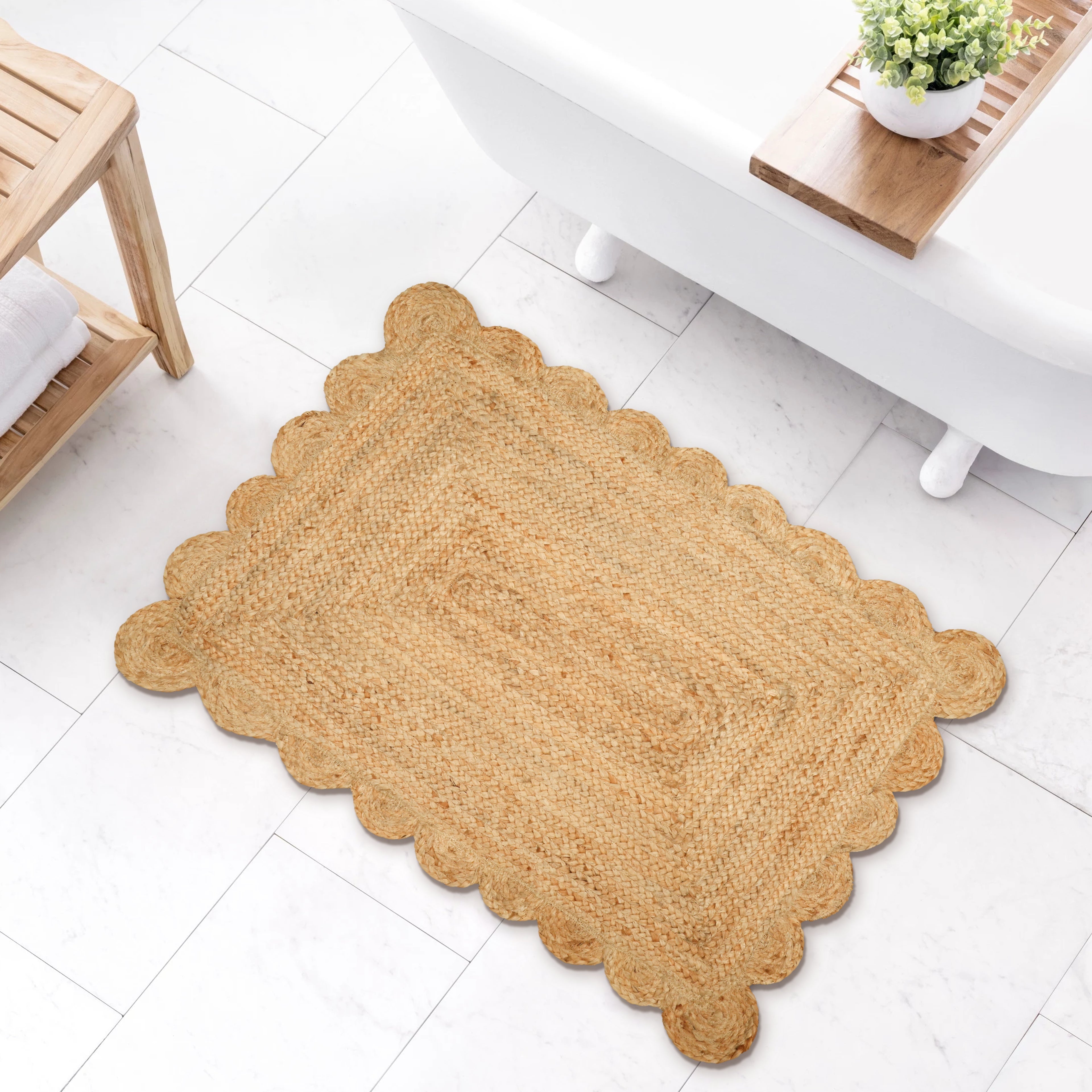 Hand Woven Jute Braided Rug, Natural, Reversible Boho Entry Area Rugs for Kitchen, Living Room, Farmhouse Indoor Outdoor Decorative Floor Rug,