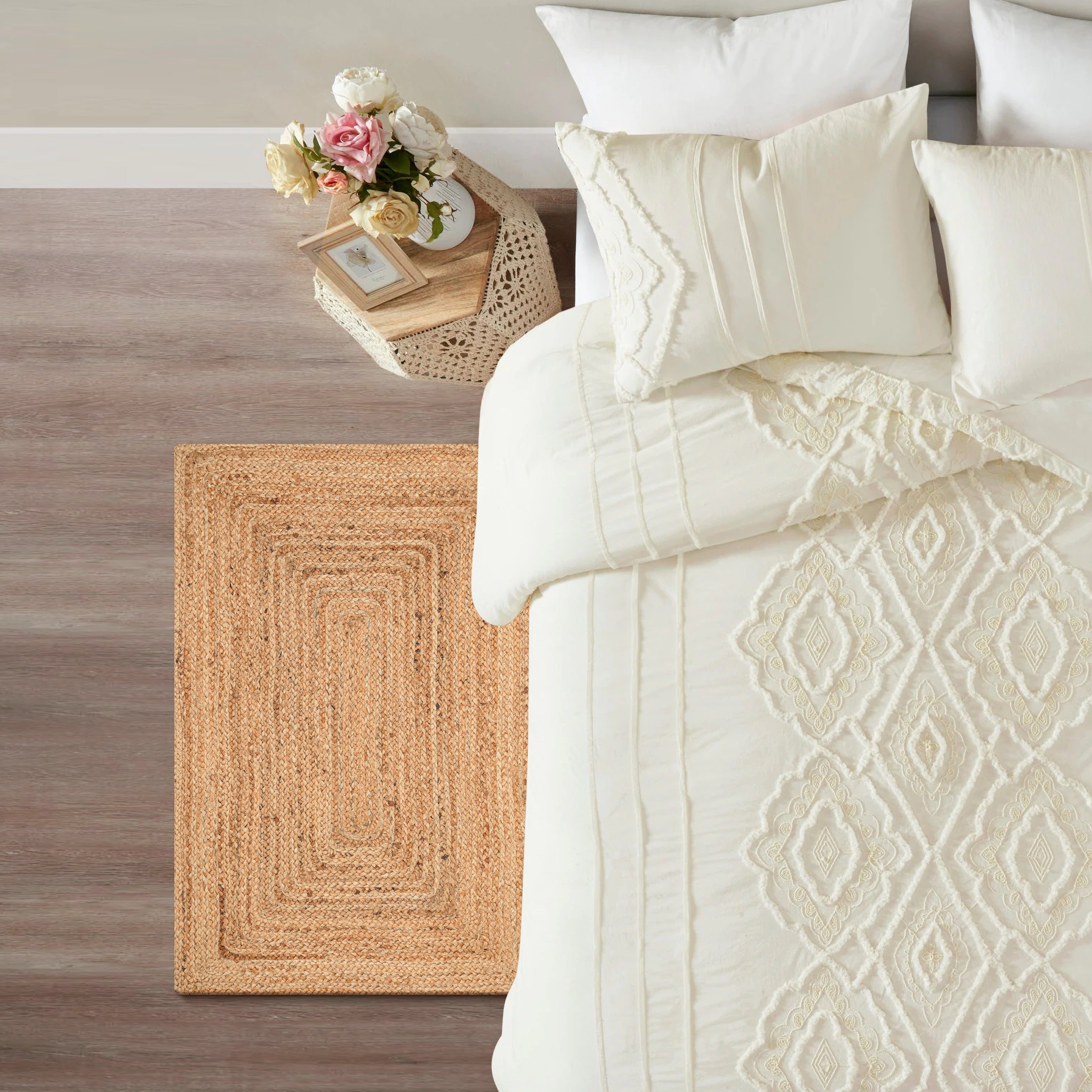 100% Jute Braided Placemats Reversible Farmhouse Vintage Jute Placemats for Dining Table, Perfect for Indoor Outdoor