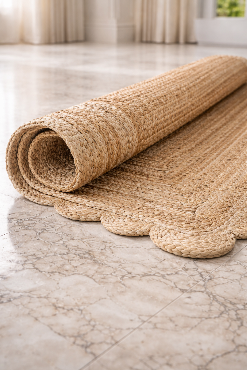Hand Woven Jute Braided Rug, Natural, Reversible Boho Entry Area Rugs for Kitchen, Living Room, Farmhouse Indoor Outdoor Decorative Floor Rug,