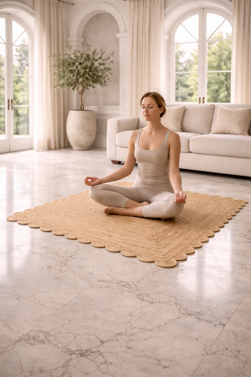 Hand Woven Jute Braided Rug, Natural, Reversible Boho Entry Area Rugs for Kitchen, Living Room, Farmhouse Indoor Outdoor Decorative Floor Rug,