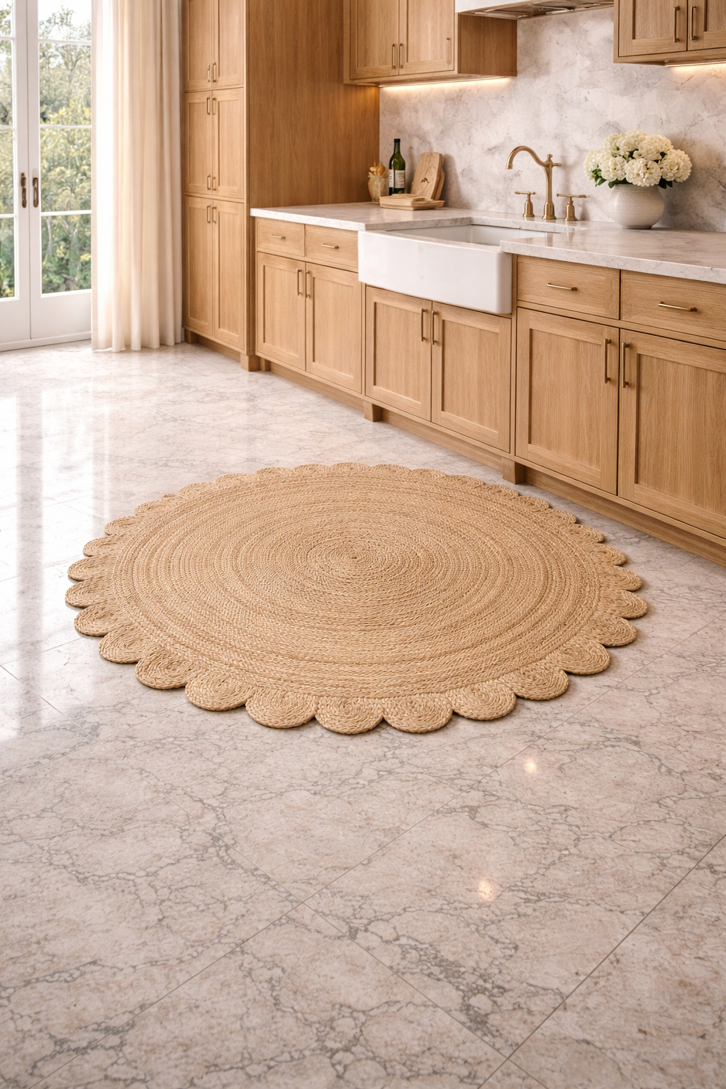Hand Woven Jute Braided Rug, Natural, Reversible Boho Entry Area Rugs for Kitchen, Living Room, Farmhouse Indoor Outdoor Decorative Floor Rug,