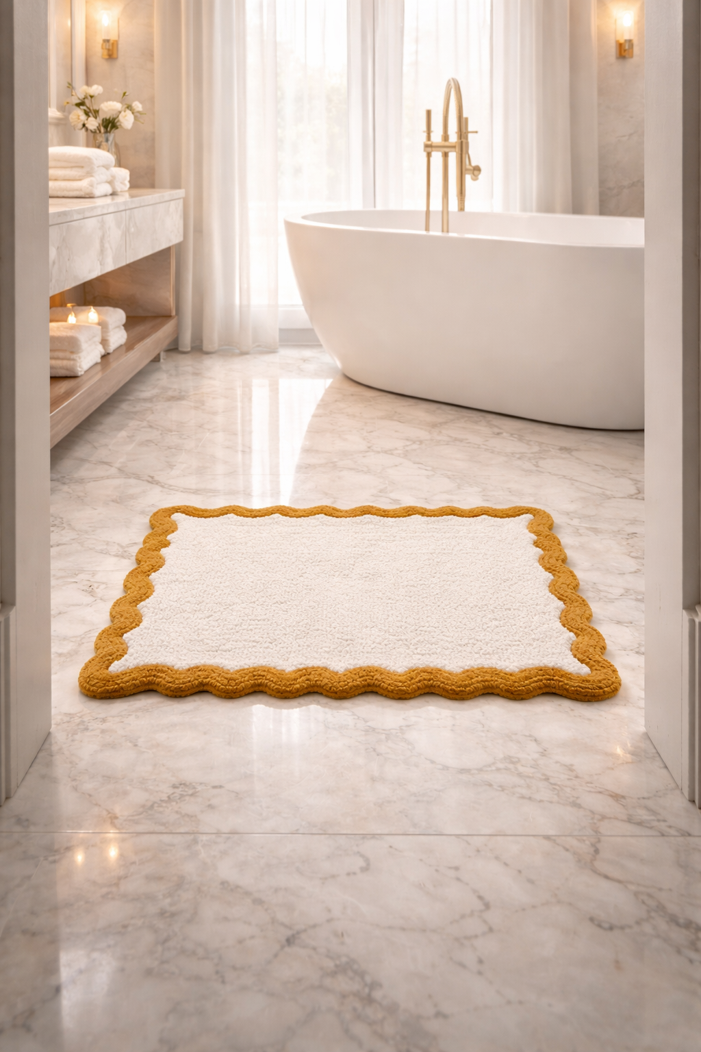Cotton Scalloped Bathmat
