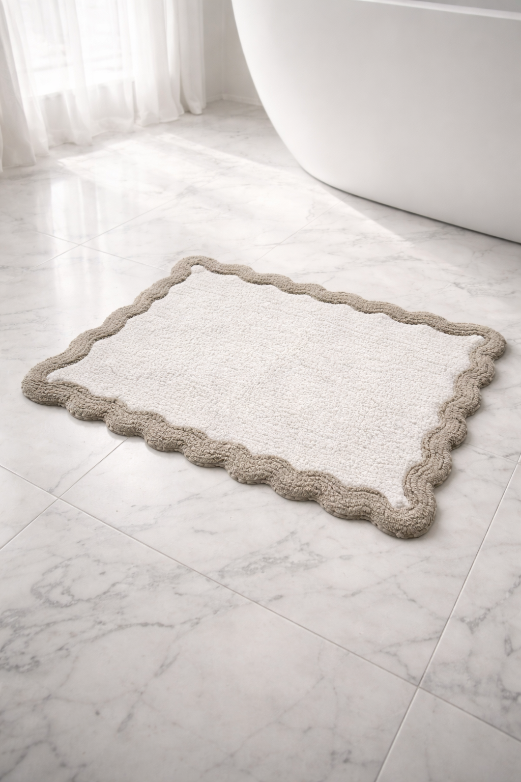 100% Cotton Crochet Bathmat Super Soft, Plush & Absorbent, Hand-Tufted, Reversible, Heavyweight Rug with Anti-Skid Backing – Bathroom Floor Mat