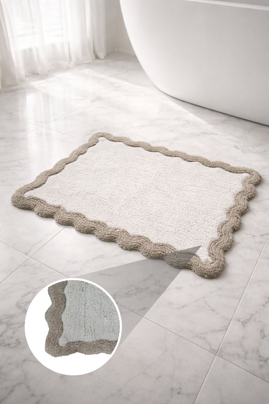 100% Cotton Crochet Bathmat Super Soft, Plush & Absorbent, Hand-Tufted, Reversible, Heavyweight Rug with Anti-Skid Backing – Bathroom Floor Mat