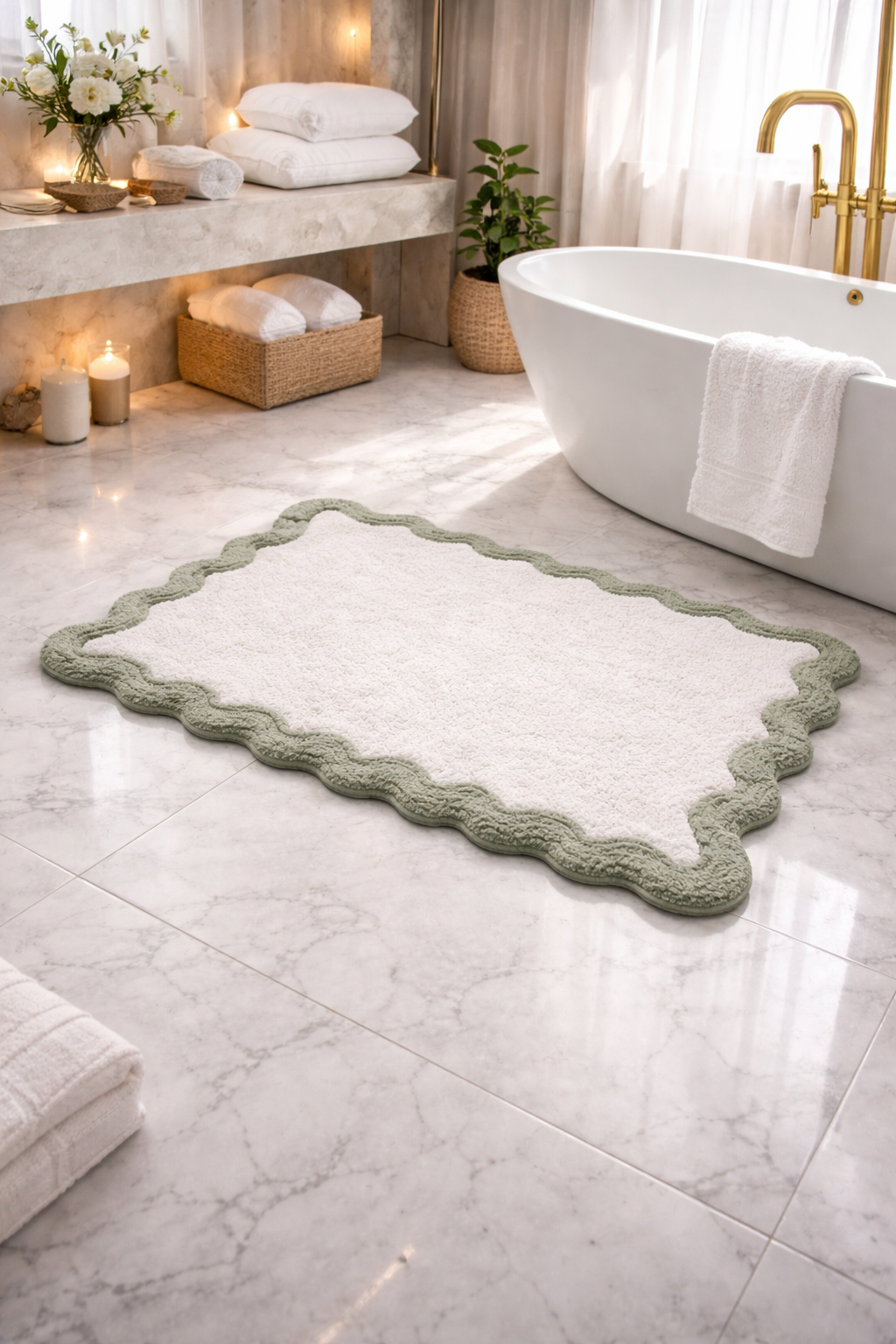 Cotton Scalloped Bathmat