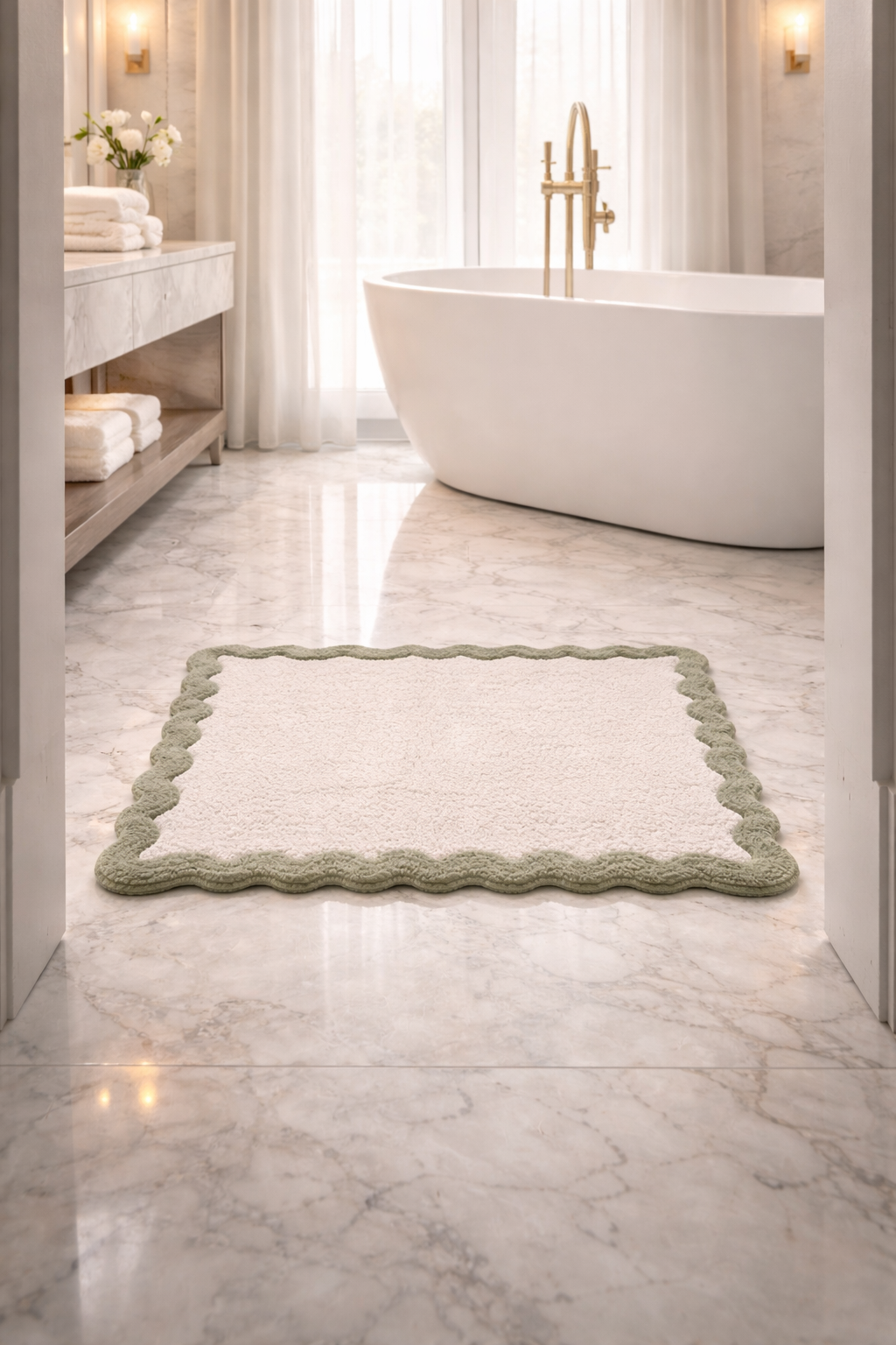 Cotton Scalloped Bathmat