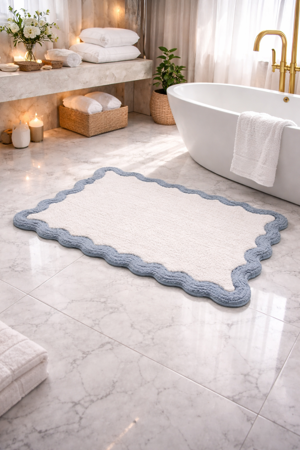 Cotton Scalloped Bathmat