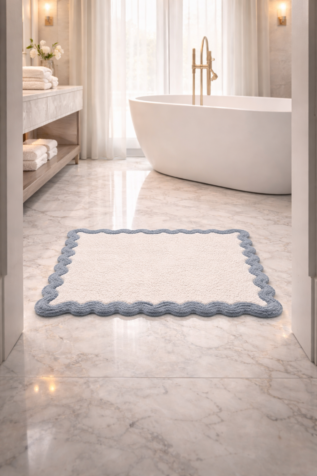 Cotton Scalloped Bathmat