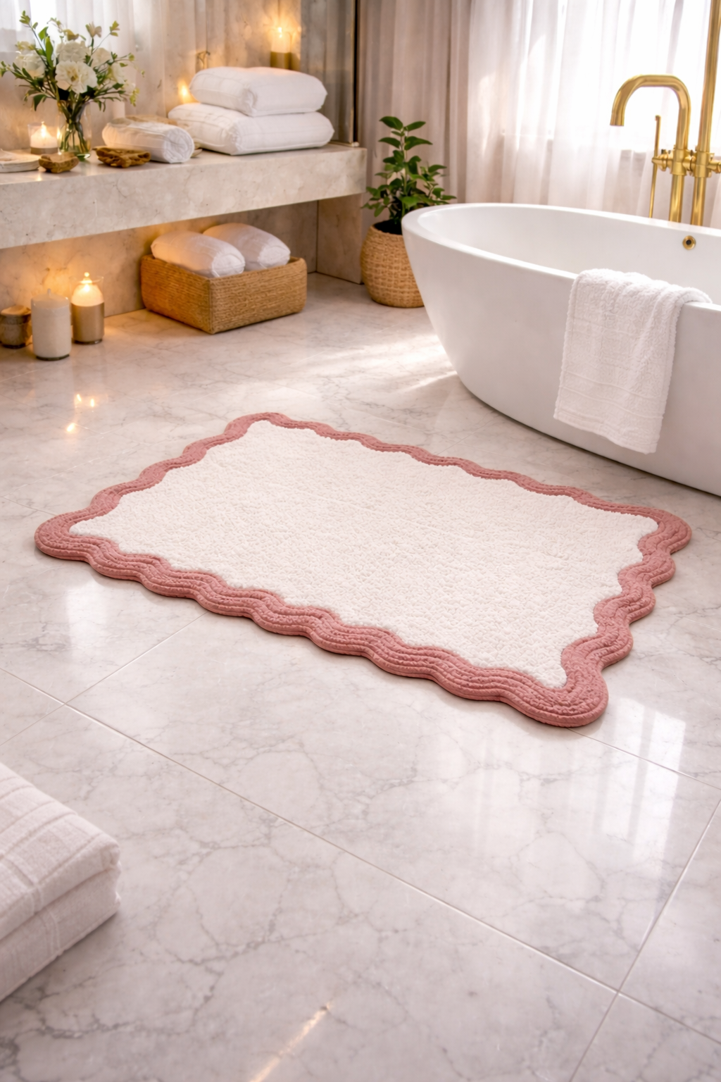 Cotton Scalloped Bathmat