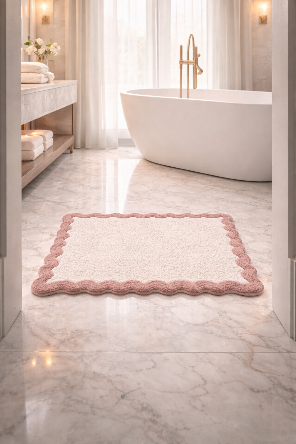 Cotton Scalloped Bathmat