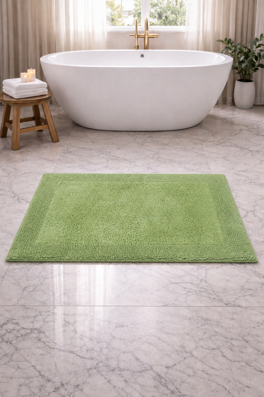 Savi Home Bath Mat Rug  100% Pure Cotton, Super Soft Bath Rugs, Plush & Absorbent, Hand Tufted Heavy Weight Construction, Full Reversible Step Out Rugs