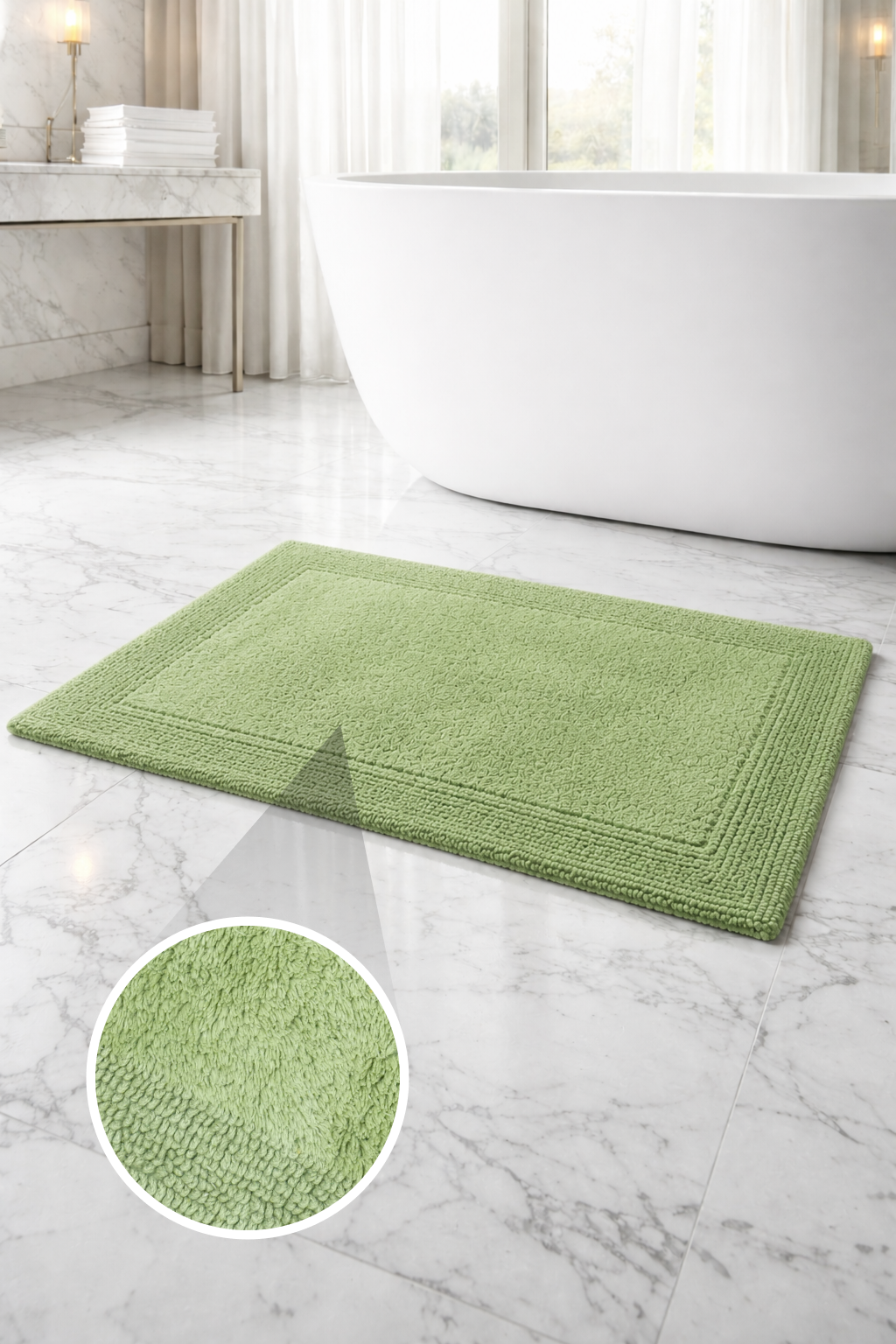 Savi Home Bath Mat Rug  100% Pure Cotton, Super Soft Bath Rugs, Plush & Absorbent, Hand Tufted Heavy Weight Construction, Full Reversible Step Out Rugs