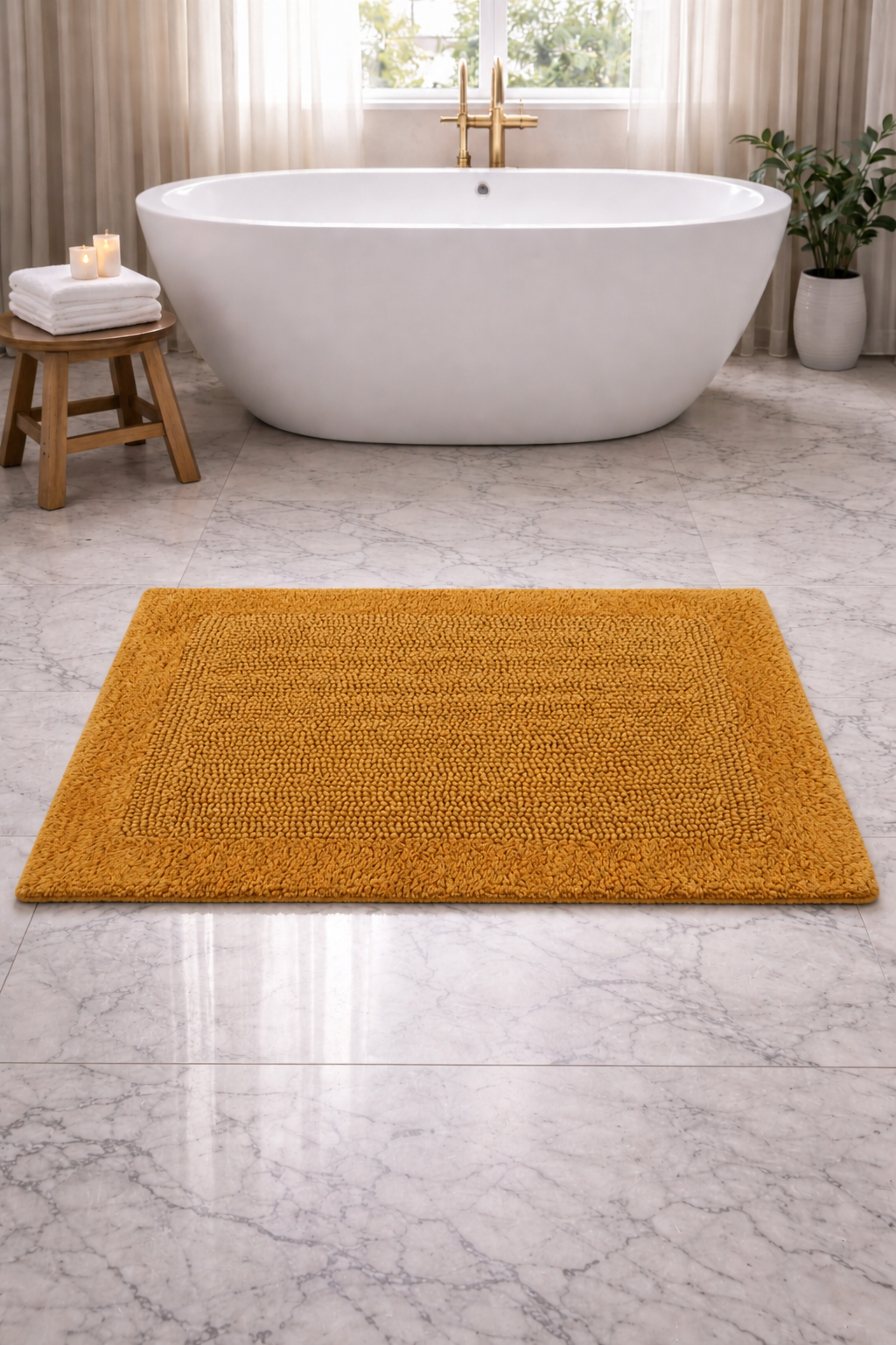 Savi Home Bath Mat Rug  100% Pure Cotton, Super Soft Bath Rugs, Plush & Absorbent, Hand Tufted Heavy Weight Construction, Full Reversible Step Out Rugs