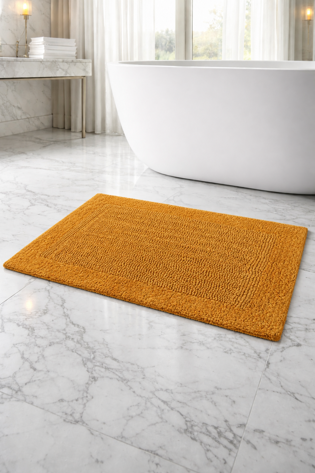 Savi Home Bath Mat Rug  100% Pure Cotton, Super Soft Bath Rugs, Plush & Absorbent, Hand Tufted Heavy Weight Construction, Full Reversible Step Out Rugs