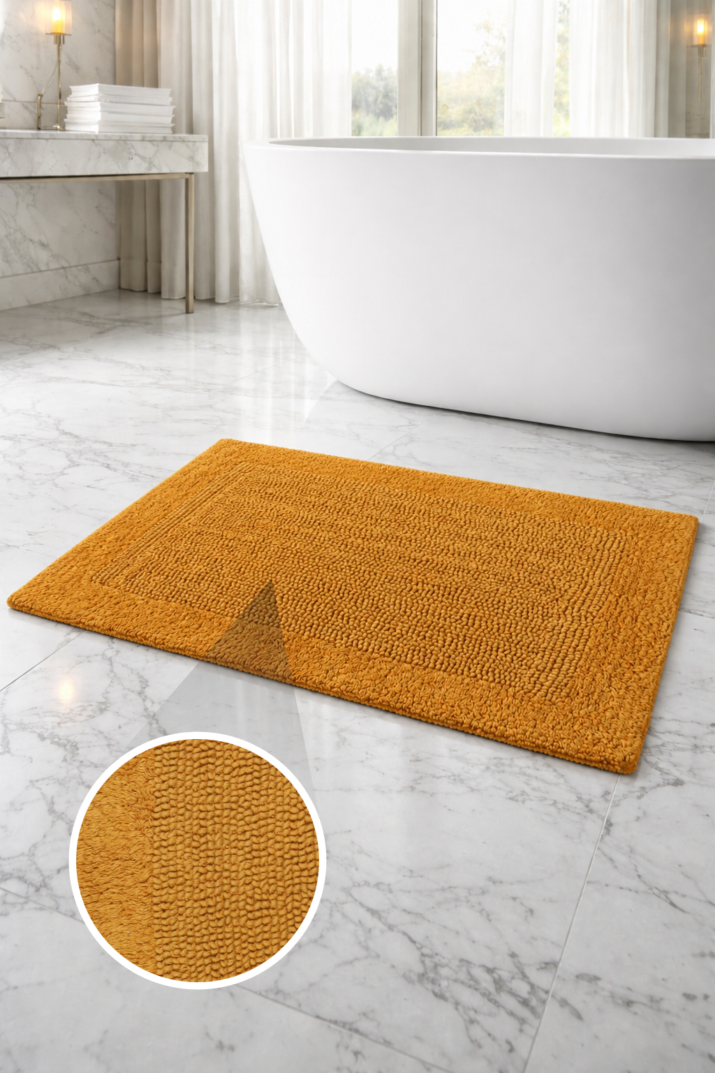 Savi Home Bath Mat Rug  100% Pure Cotton, Super Soft Bath Rugs, Plush & Absorbent, Hand Tufted Heavy Weight Construction, Full Reversible Step Out Rugs