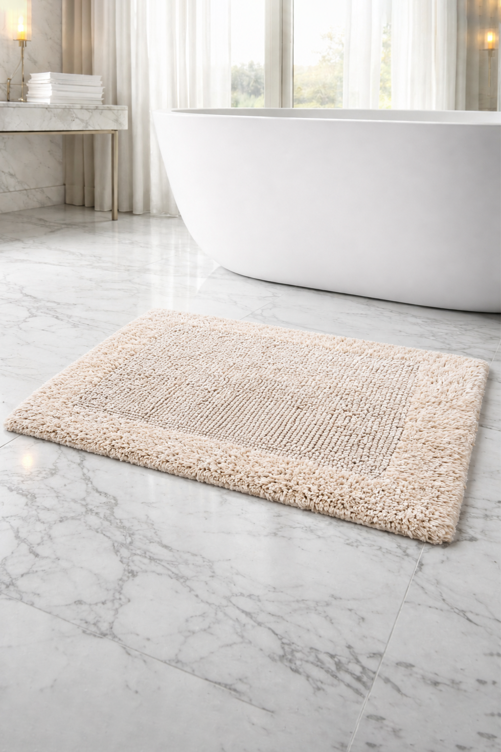 Savi Home Bath Mat Rug  100% Pure Cotton, Super Soft Bath Rugs, Plush & Absorbent, Hand Tufted Heavy Weight Construction, Full Reversible Step Out Rugs