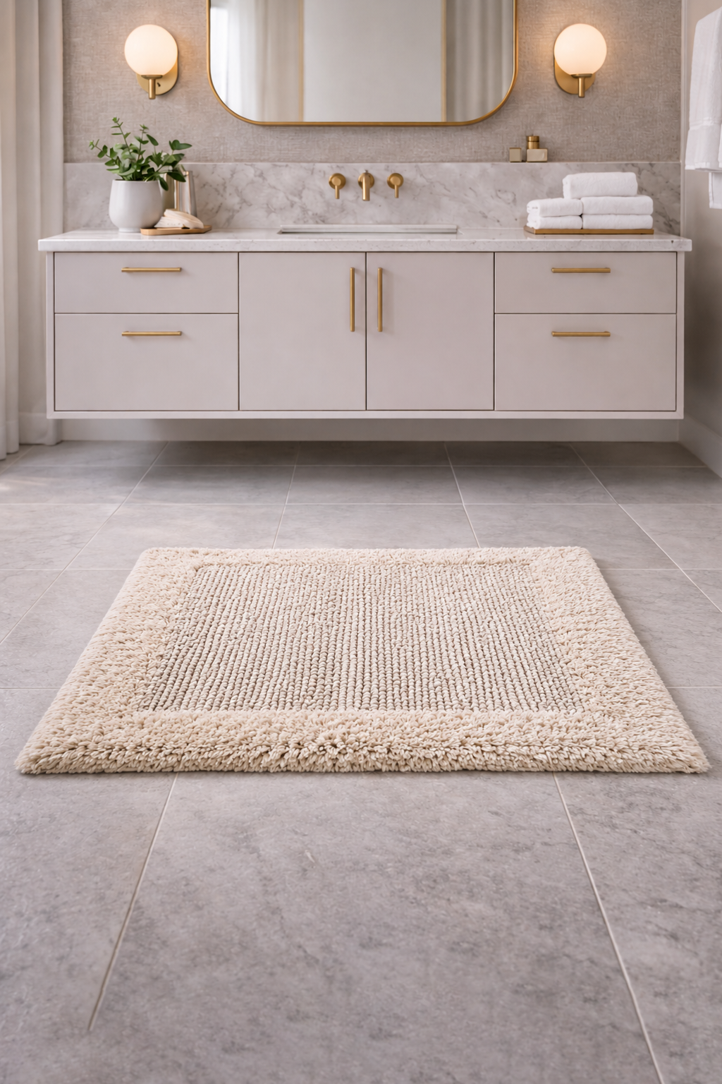 Savi Home Bath Mat Rug  100% Pure Cotton, Super Soft Bath Rugs, Plush & Absorbent, Hand Tufted Heavy Weight Construction, Full Reversible Step Out Rugs