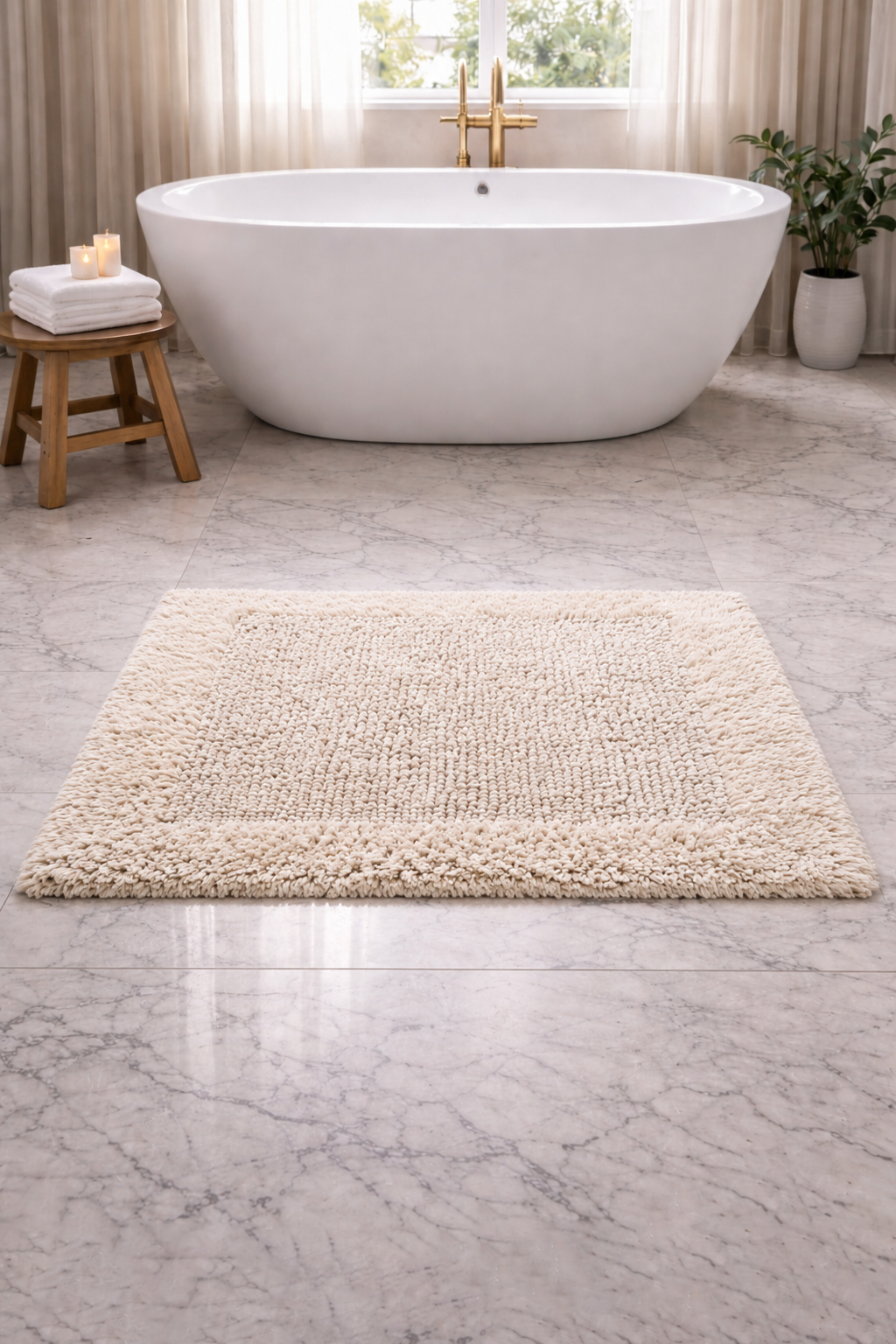 Savi Home Bath Mat Rug  100% Pure Cotton, Super Soft Bath Rugs, Plush & Absorbent, Hand Tufted Heavy Weight Construction, Full Reversible Step Out Rugs
