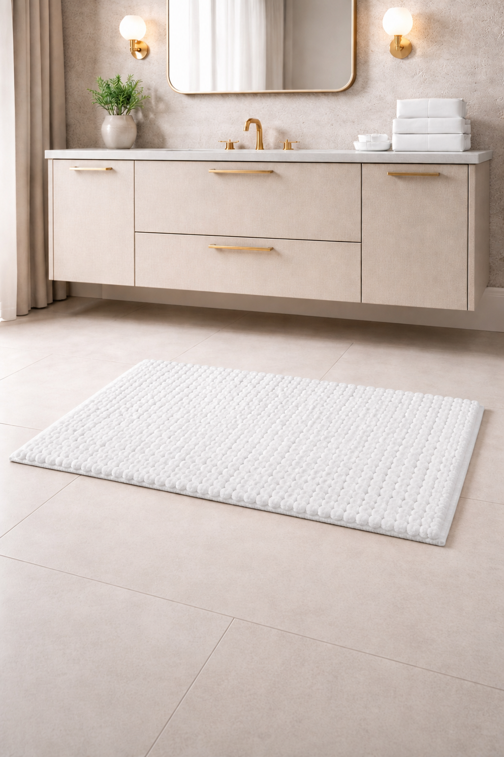 Bath Mat Rug 17x24 Honey Mustard, 100% Pure Cotton, Super Soft Bath Rug, Plush & Absorbent, Hand Tufted Heavy Weight Construction, Full Reversible Step Out Rugs