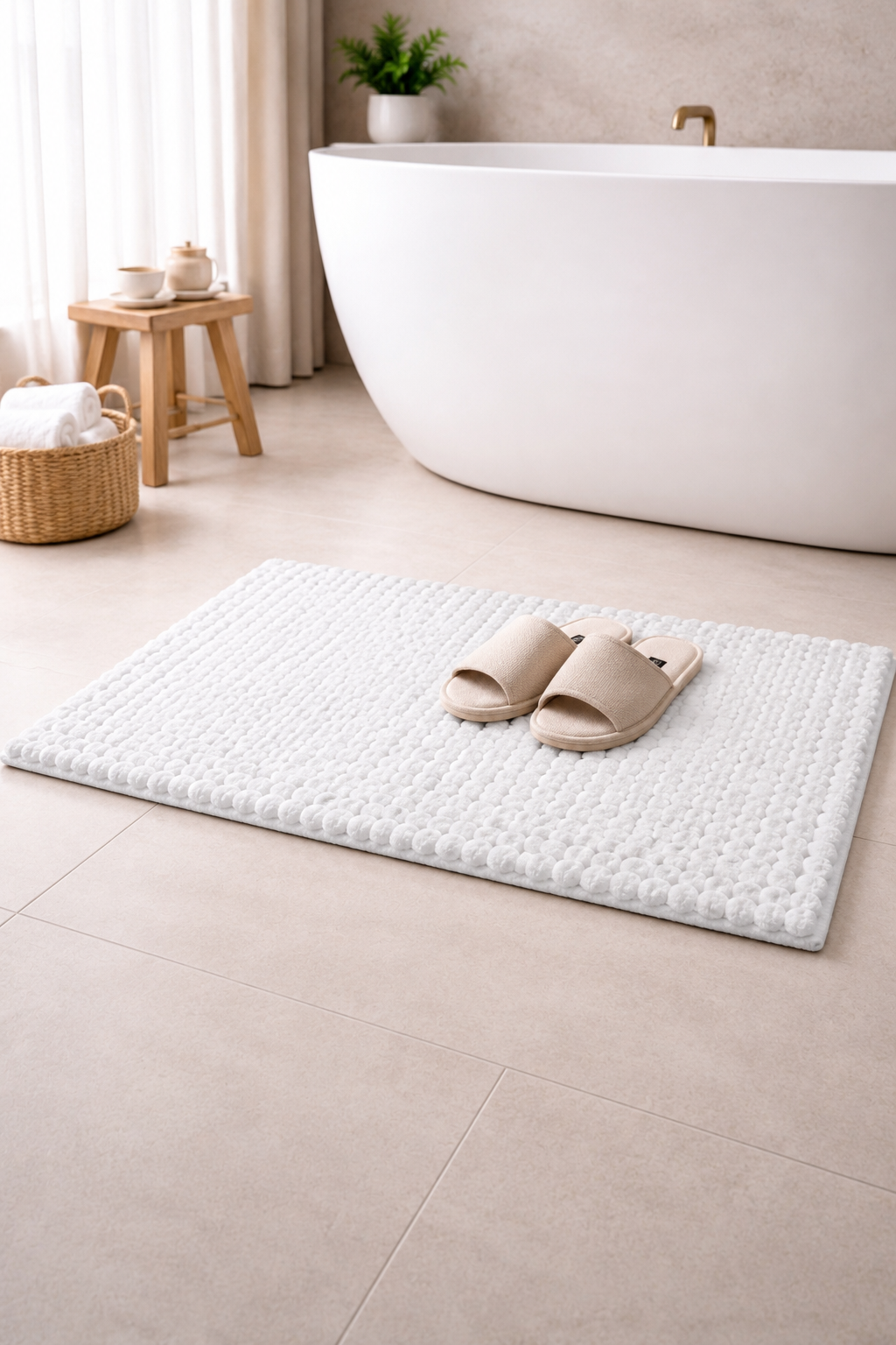 Bath Mat Rug 17x24 Honey Mustard, 100% Pure Cotton, Super Soft Bath Rug, Plush & Absorbent, Hand Tufted Heavy Weight Construction, Full Reversible Step Out Rugs