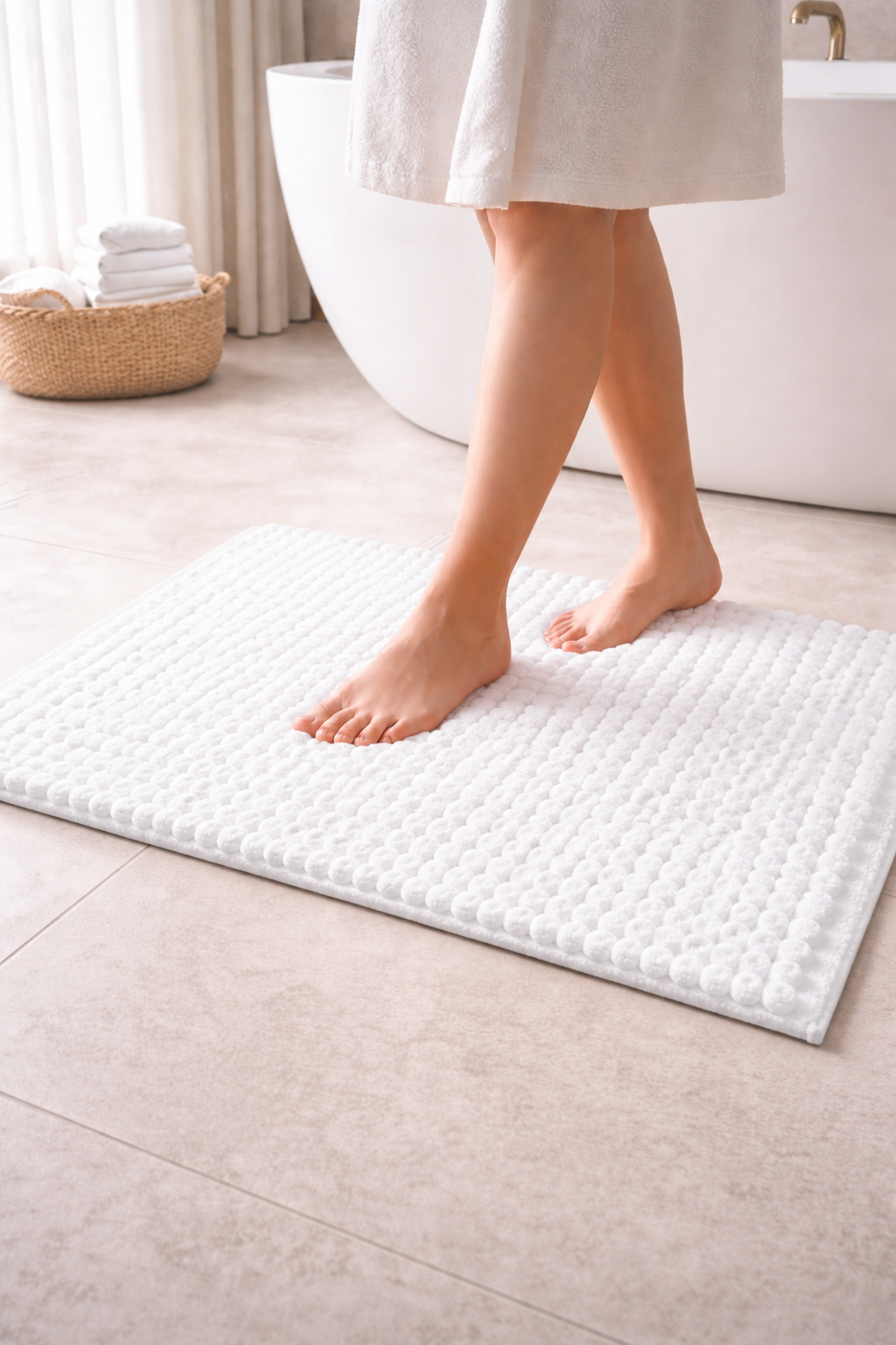 Bath Mat Rug 17x24 Honey Mustard, 100% Pure Cotton, Super Soft Bath Rug, Plush & Absorbent, Hand Tufted Heavy Weight Construction, Full Reversible Step Out Rugs