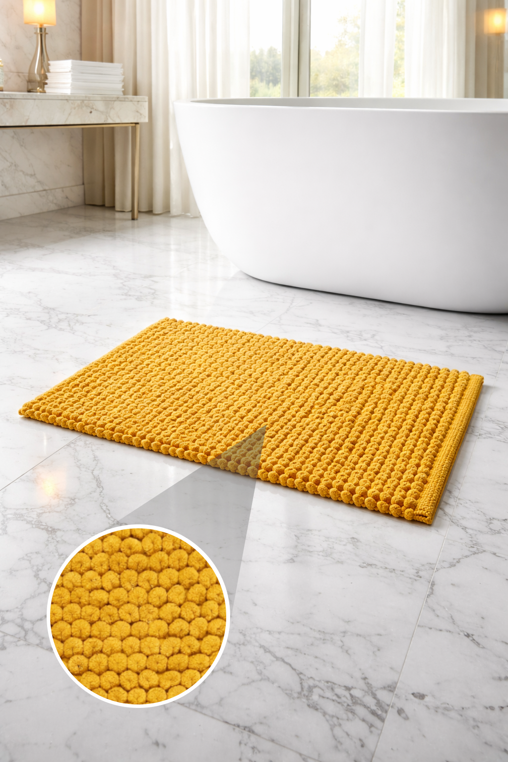 Bath Mat Rug 17x24 Honey Mustard, 100% Pure Cotton, Super Soft Bath Rug, Plush & Absorbent, Hand Tufted Heavy Weight Construction, Full Reversible Step Out Rugs
