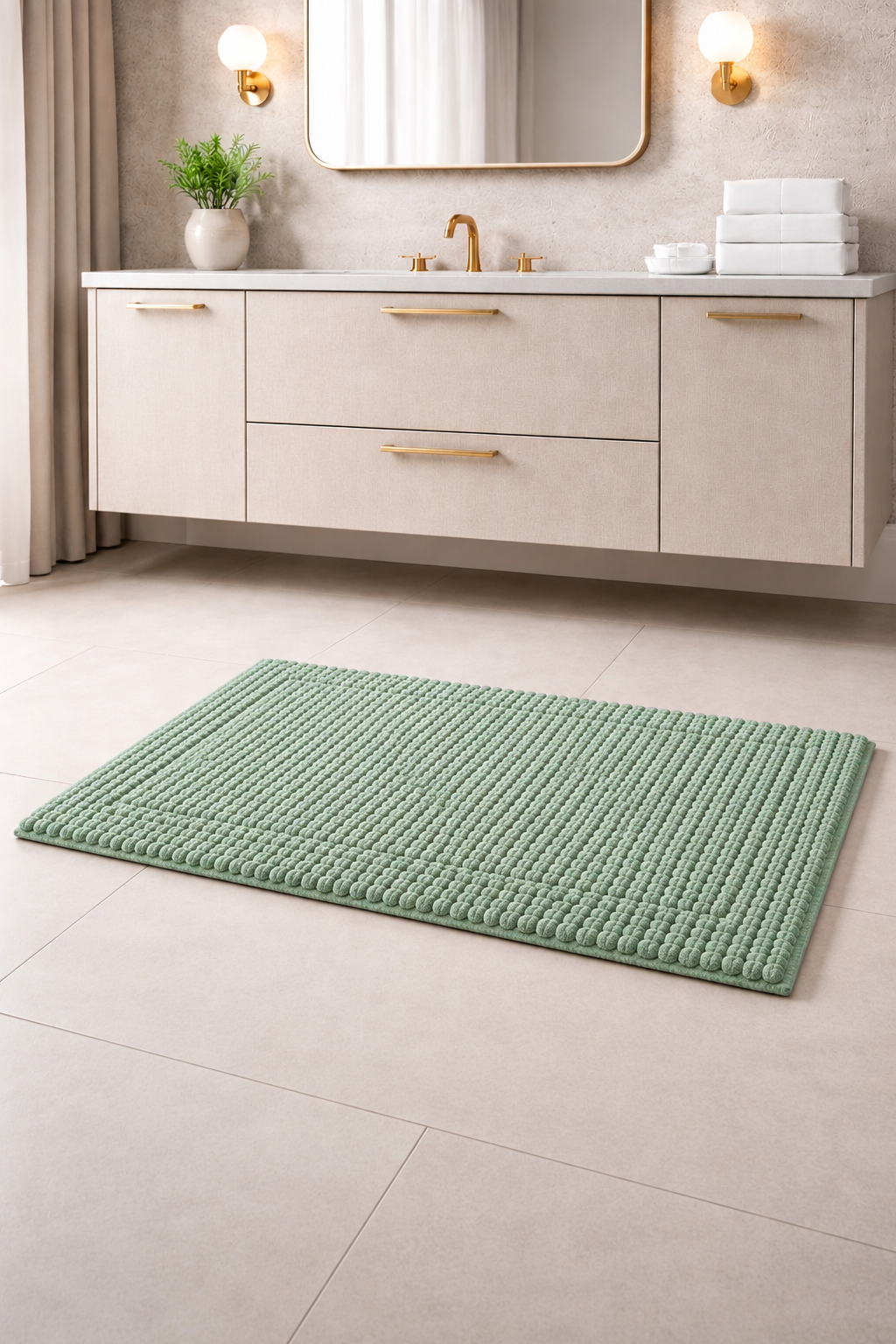 Bath Mat Rug 17x24 Honey Mustard, 100% Pure Cotton, Super Soft Bath Rug, Plush & Absorbent, Hand Tufted Heavy Weight Construction, Full Reversible Step Out Rugs