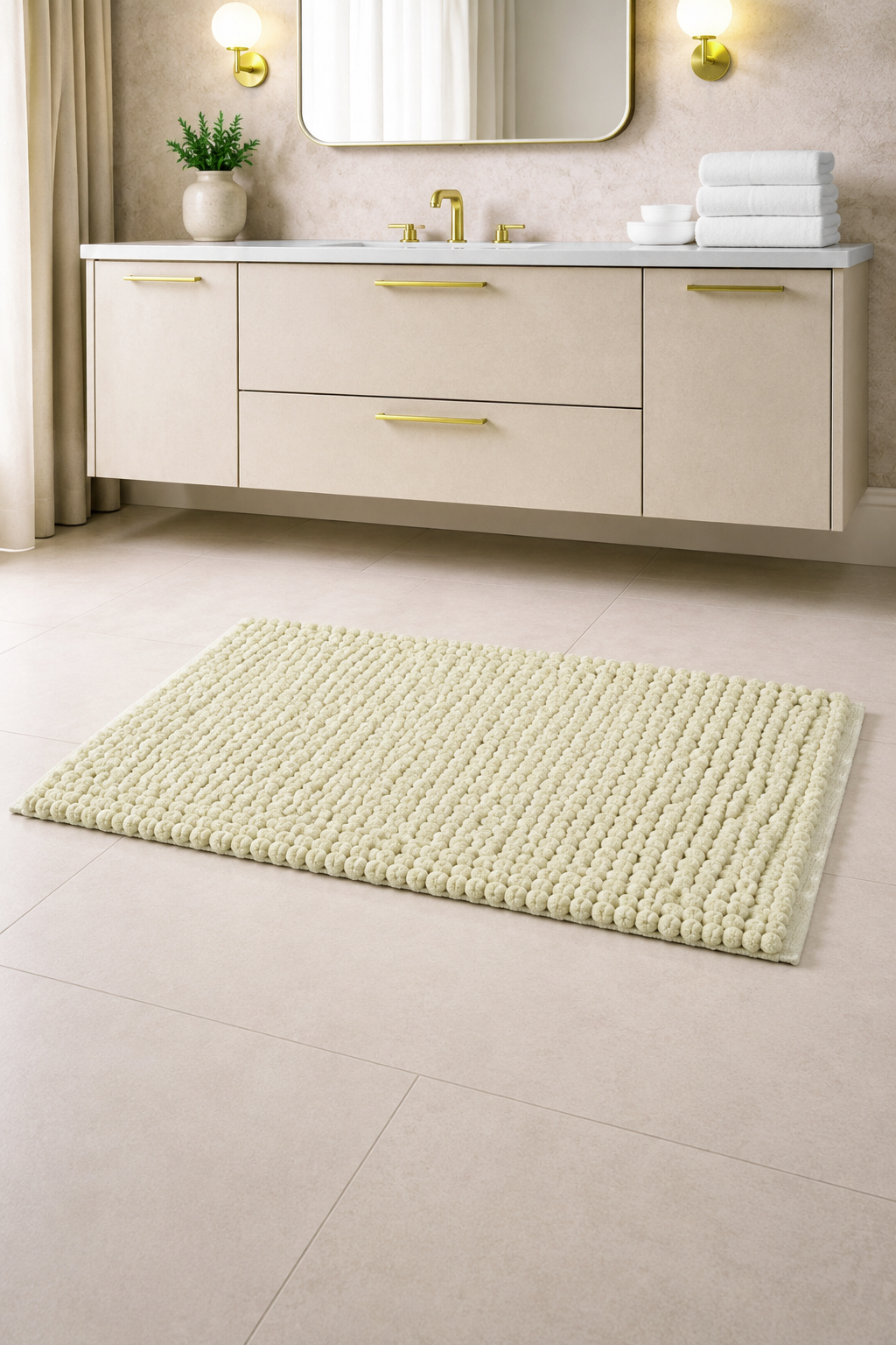 Bath Mat Rug 17x24 Honey Mustard, 100% Pure Cotton, Super Soft Bath Rug, Plush & Absorbent, Hand Tufted Heavy Weight Construction, Full Reversible Step Out Rugs