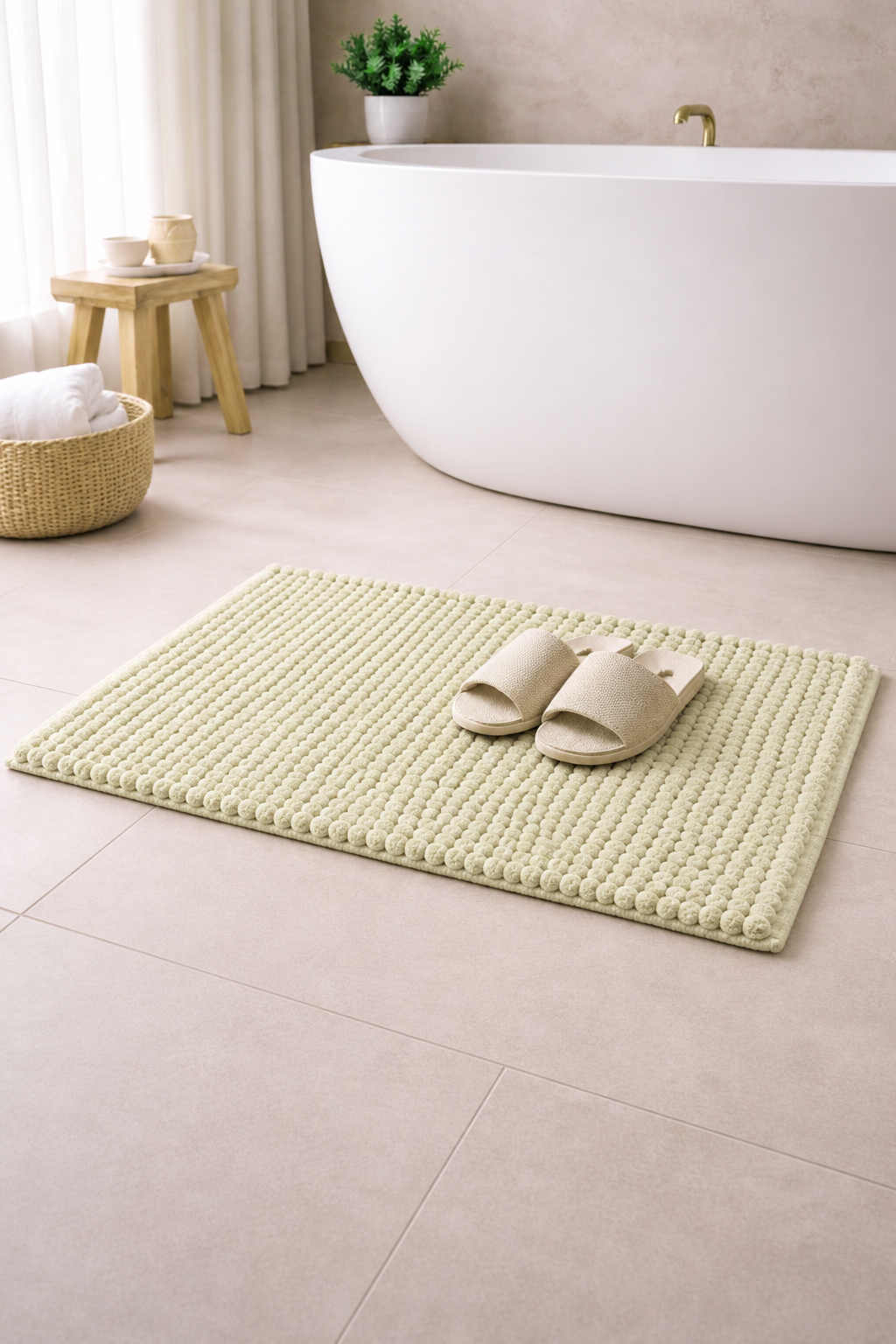 Bath Mat Rug 17x24 Honey Mustard, 100% Pure Cotton, Super Soft Bath Rug, Plush & Absorbent, Hand Tufted Heavy Weight Construction, Full Reversible Step Out Rugs