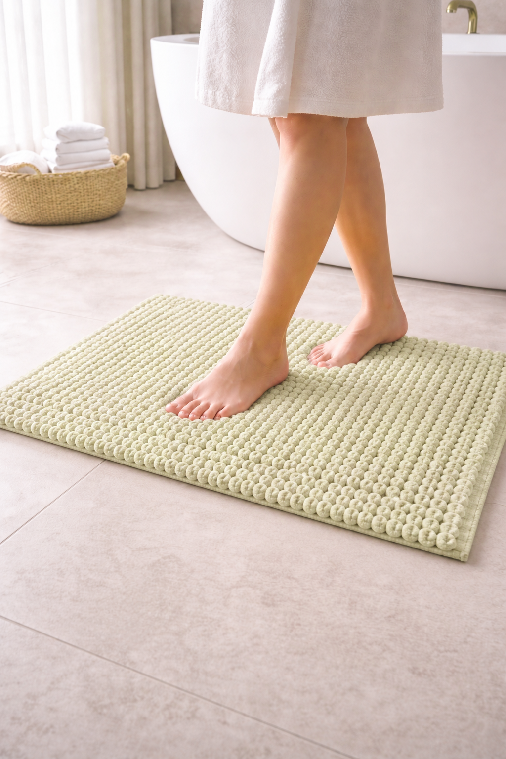Bath Mat Rug 17x24 Honey Mustard, 100% Pure Cotton, Super Soft Bath Rug, Plush & Absorbent, Hand Tufted Heavy Weight Construction, Full Reversible Step Out Rugs