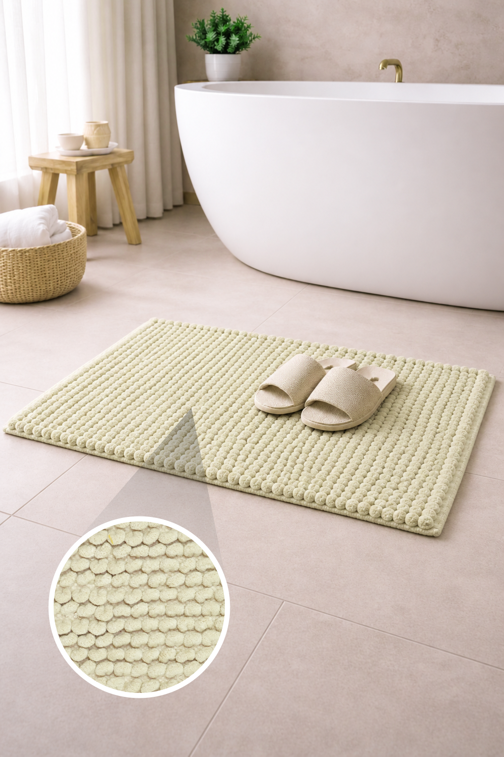 Bath Mat Rug 17x24 Honey Mustard, 100% Pure Cotton, Super Soft Bath Rug, Plush & Absorbent, Hand Tufted Heavy Weight Construction, Full Reversible Step Out Rugs
